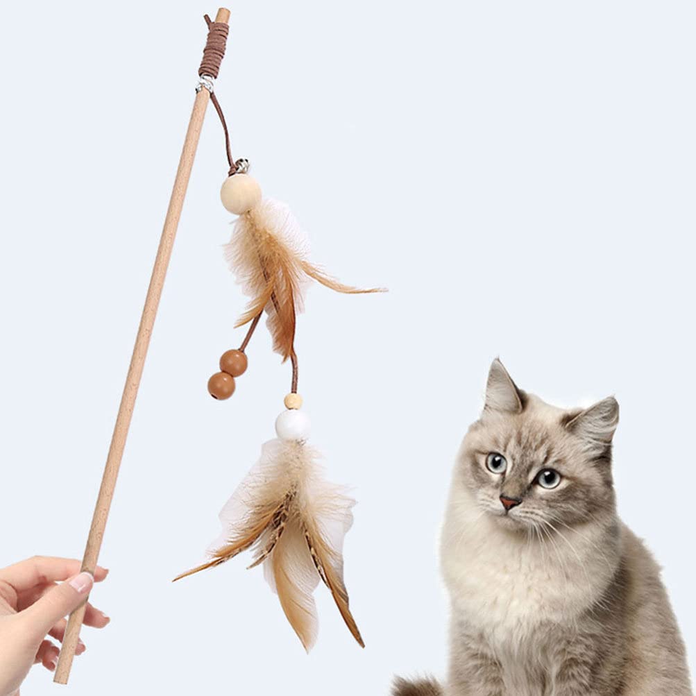 Balacoo 2-Pack Interactive Cat Teaser Wand Toy with Tassel & Wooden Rod - Fun Teasing Stick for Kittens & Adult Cats - Perfect for Playtime, Exercise & Birthday Gifts for Cat Lovers