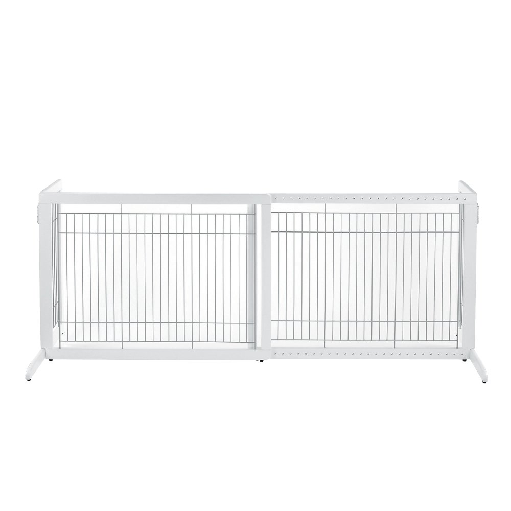 Richell Freestanding Tall Pet Gate in Origami White - Extra Wide Baby & Dog Barrier for Stairs, Doorways & Hallways - Safe Indoor/Outdoor Use