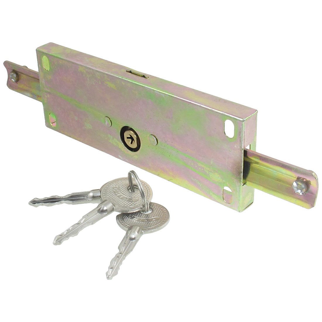 IIVVERR Gold Tone Cross Keys Metal Center Rolling Shutter Door Lock for Garage - Secure Heavy Duty Garage Door Lock with 2 Keys - Perfect for Home, Warehouse & Commercial Security