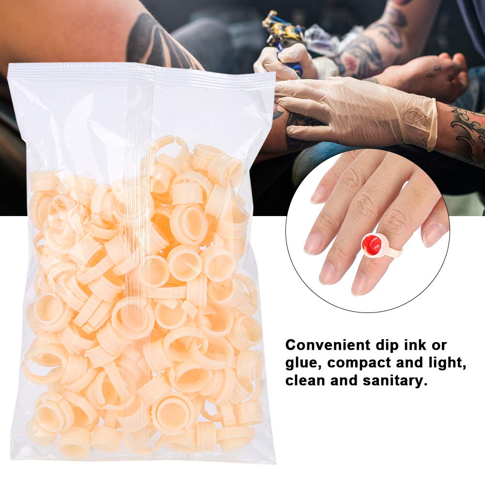 100-Piece Disposable Silicone Ring Glue Holders & Ink Cups - Pigment Containers for Eyelash Extensions, Makeup Tools, Eyebrow Tinting - Perfect for Salon Professionals & DIY Beauty Enthusiasts