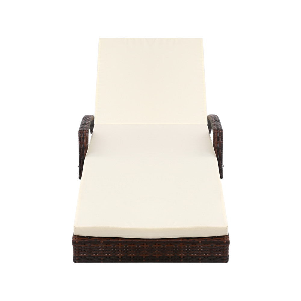 Premium Bianca Outdoor Sun Lounger Chair with Cushion - Waterproof & Comfortable Patio Furniture for Poolside, Beach, Garden Relaxation (Brown)