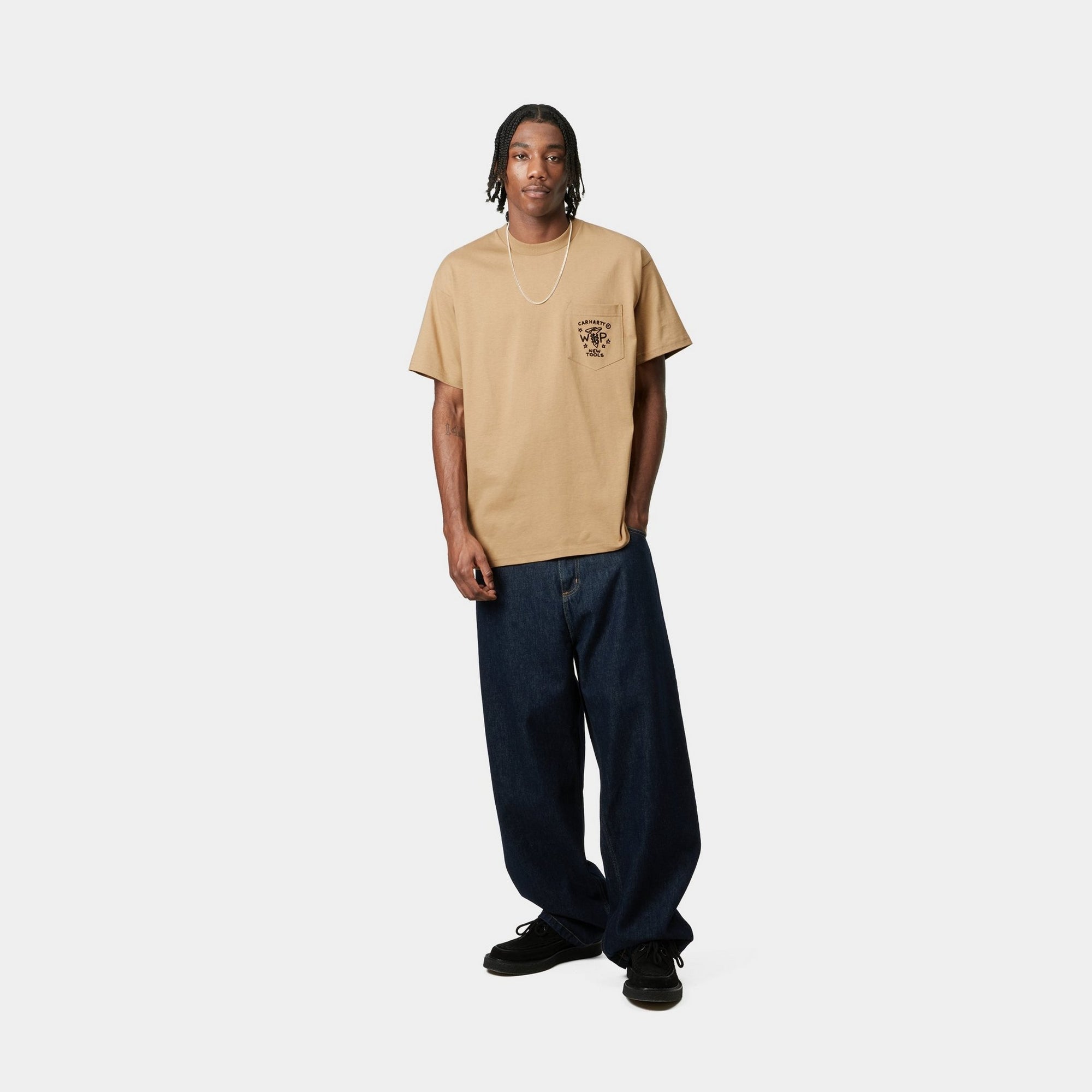 Fragments Pocket T-Shirt for Men - Dusty Hamilton Brown & Black | Casual Streetwear, Everyday Comfort, Layering Essential