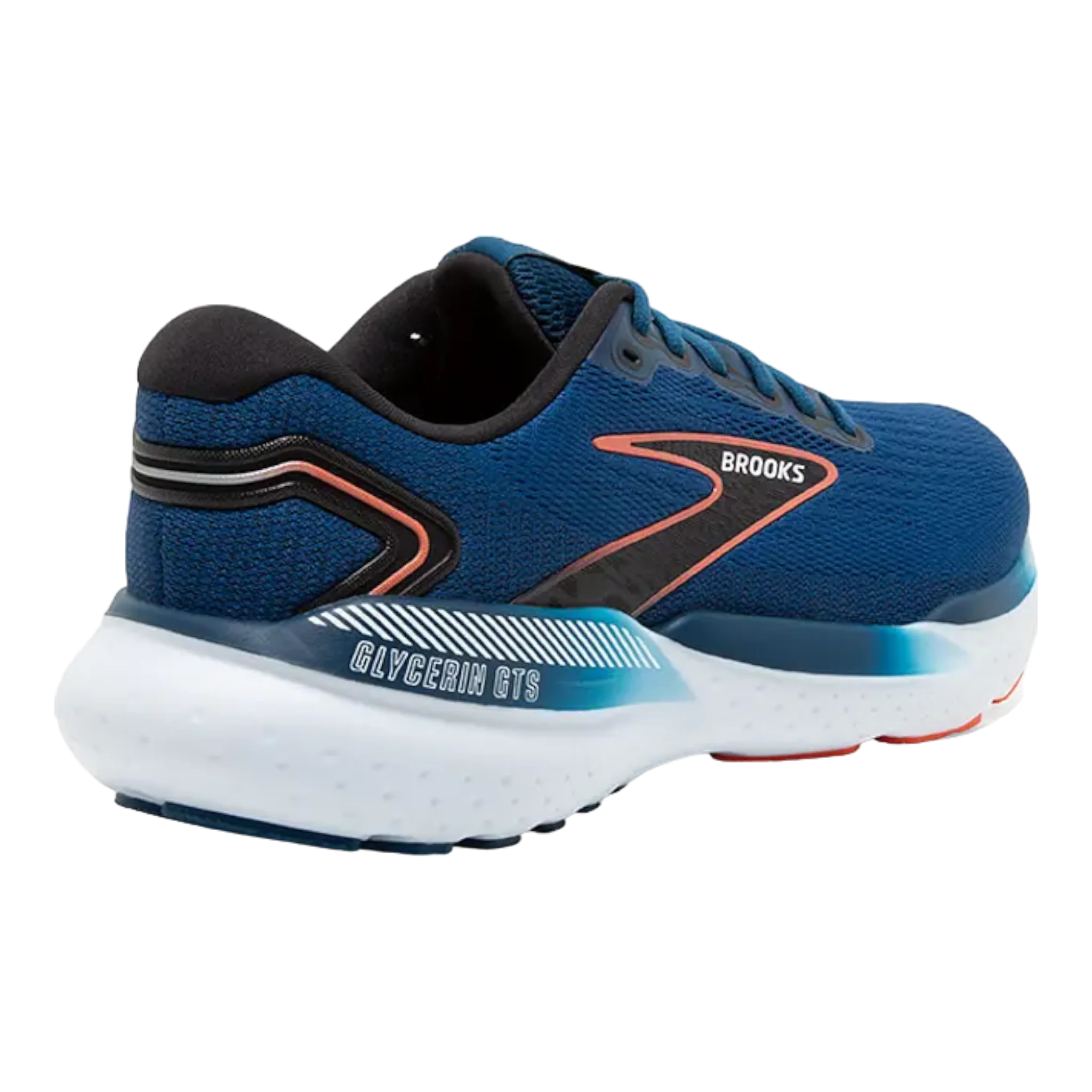 Brooks Men's Glycerin GTS 21 Running Shoes - 2E Wide Width, Blue Opal/Black/Nasturtium - Cushioned Support for Long Distance Running & Daily Training