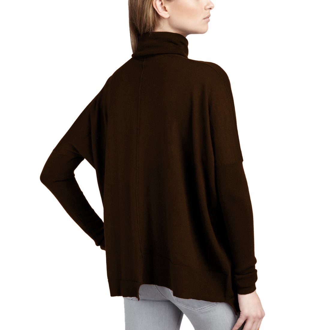 Parisbonbon Women's 100% Cashmere Turtleneck Sweater - Ultra Soft Winter Pullover, Chocolate Brown, Size 5XS, Perfect for Office Wear & Holiday Outfits