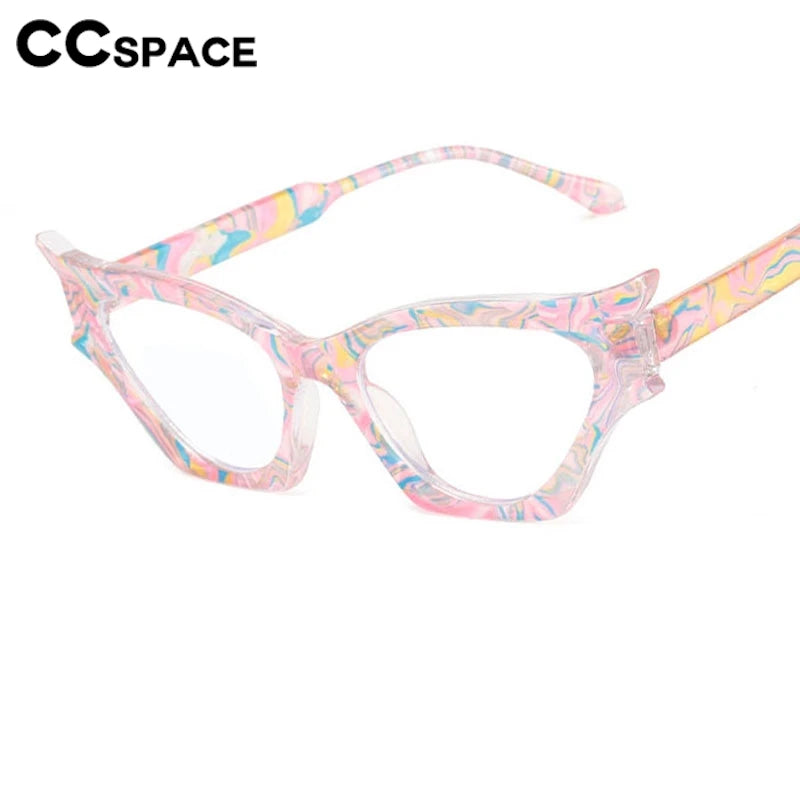 CCspace Women's Full Rim Oval Cat Eye Polycarbonate Eyeglasses Frame 300887 - Stylish Retro Glasses for Office, Reading & Fashion Accessories