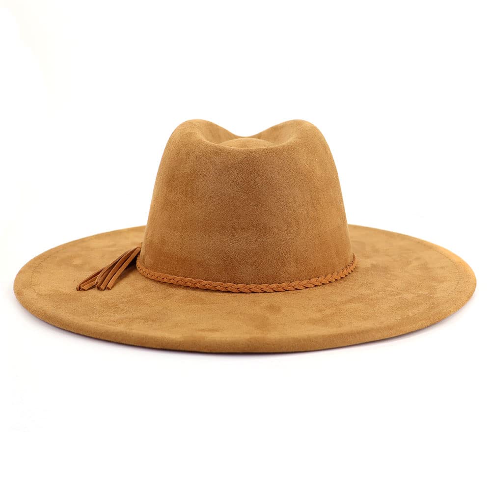 Stylish LIDHAY Wide Brim Fedora Hat for Women & Men - Western Suede Felt Panama Cowboy Hat - Perfect for Outdoor Activities, Beach Vacations, and Fashion Statements