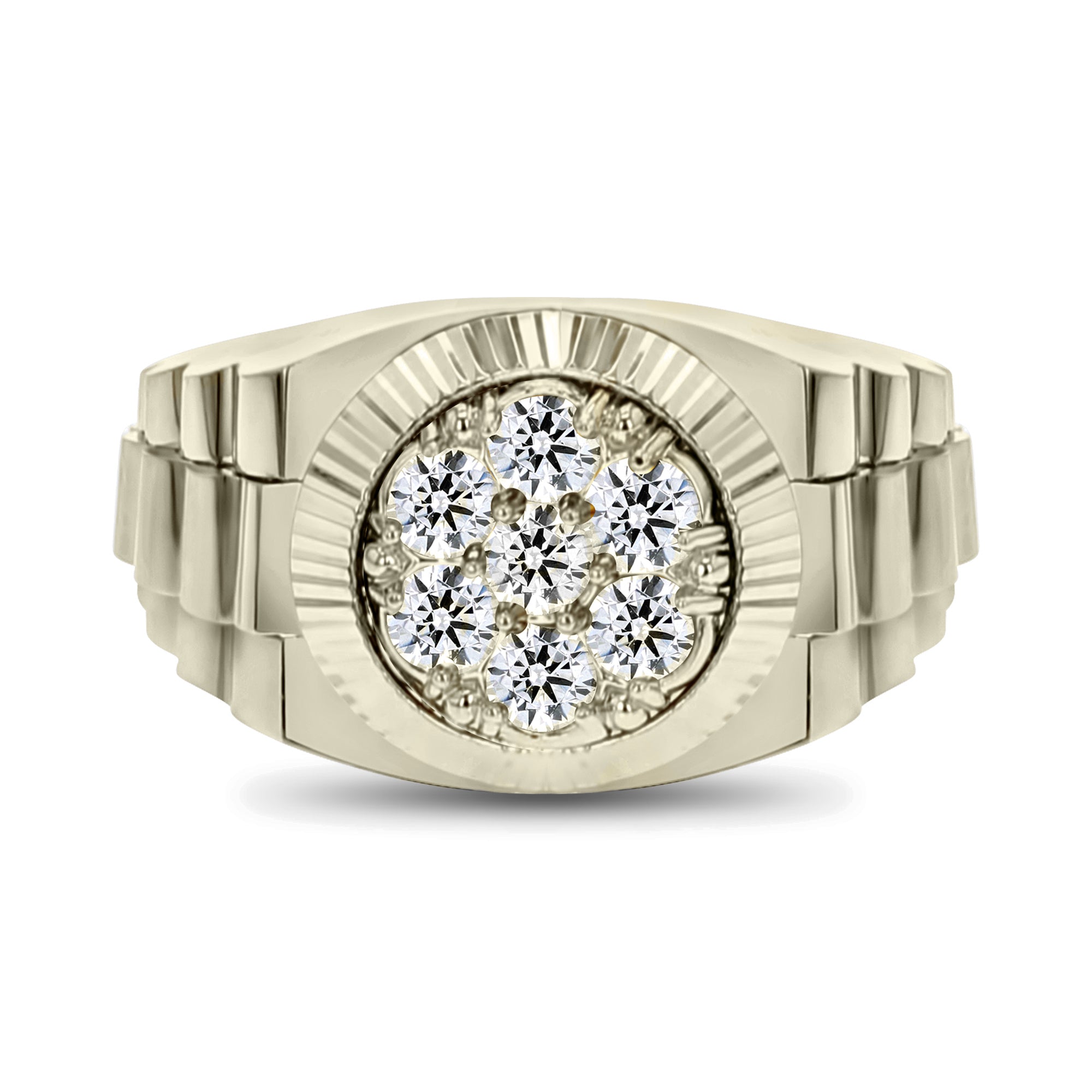 Luxury Rolex-Style Presidential Diamond Men's Ring - 14K White Gold for Weddings, Anniversaries & Special Occasions