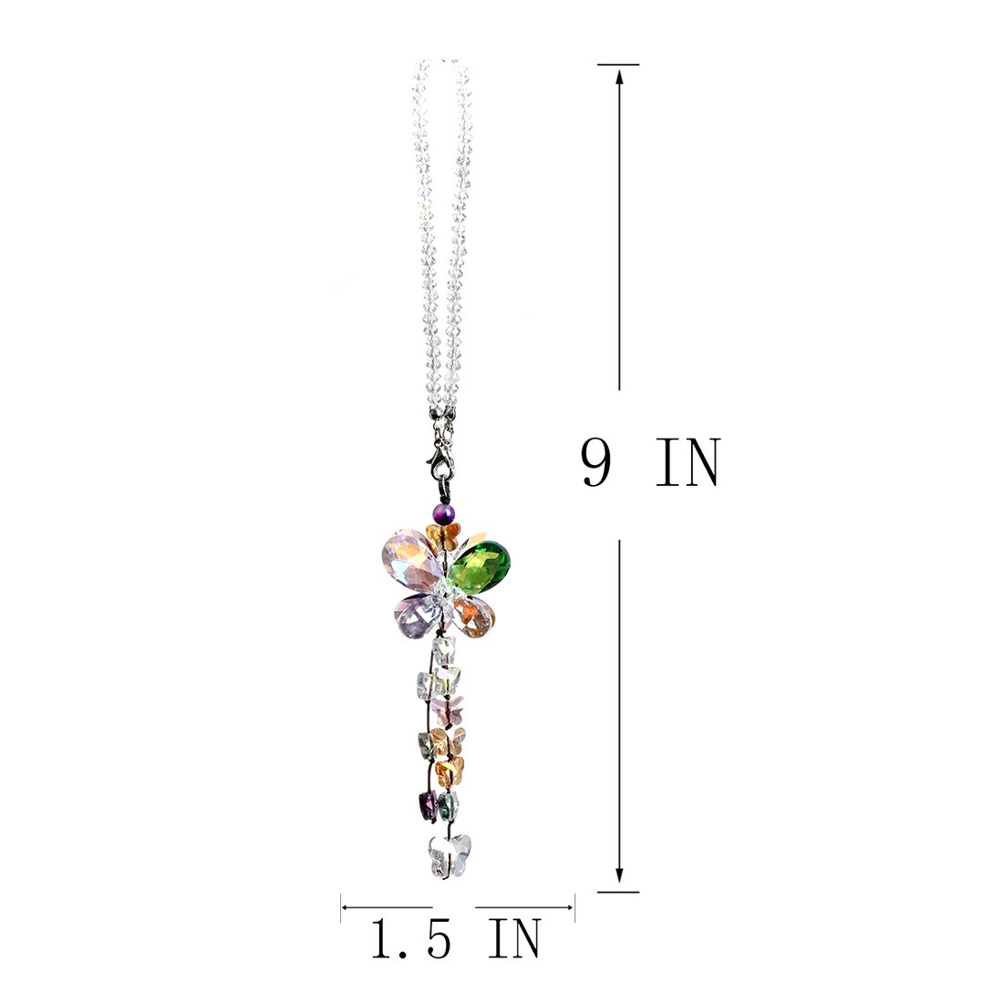 H&D HYALINE & DORA Crystal Glass Car Charms - Feng Shui Hanging Prisms for Rear View Mirror, Suncatcher Decor & Positive Energy - Perfect for Car Interior, Home Decor & Spiritual Gifts