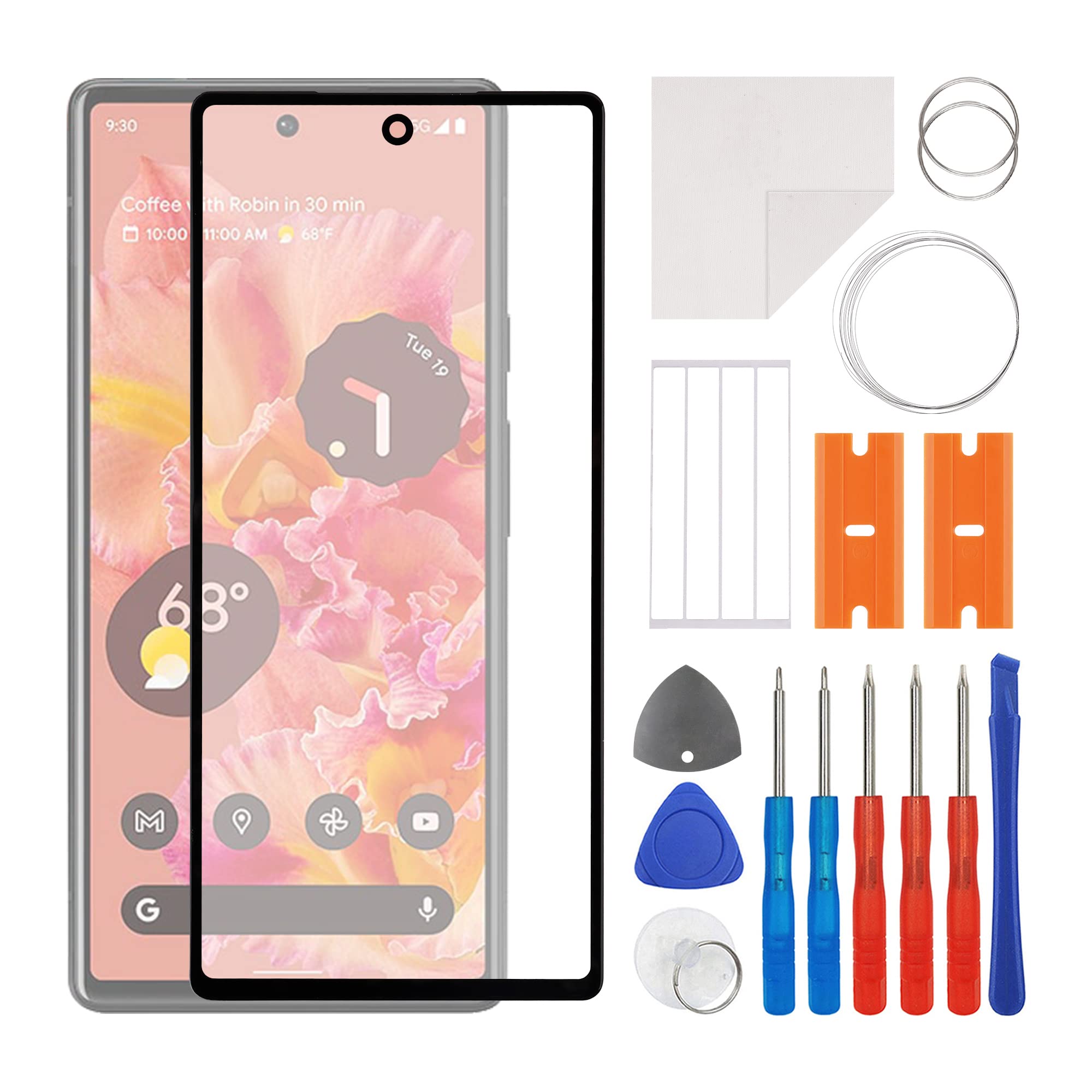 Google Pixel 6 Front Screen Glass Replacement with Repair Kit - for DIY Phone Repair