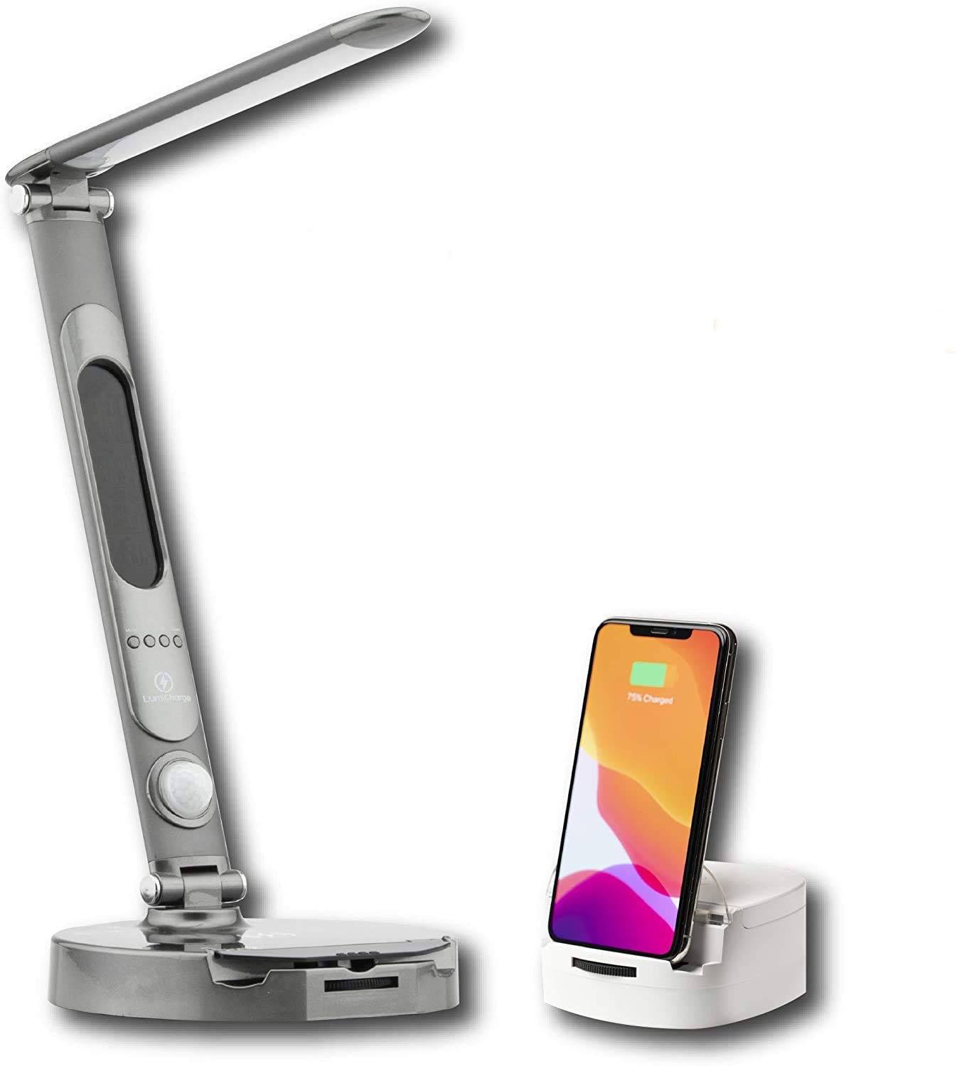 LumiCharge Smart Adjustable LED Desk Lamp with Fast Qi Wireless Charger Stand - Perfect for Home Office, Study & Bedroom Workspace Lighting