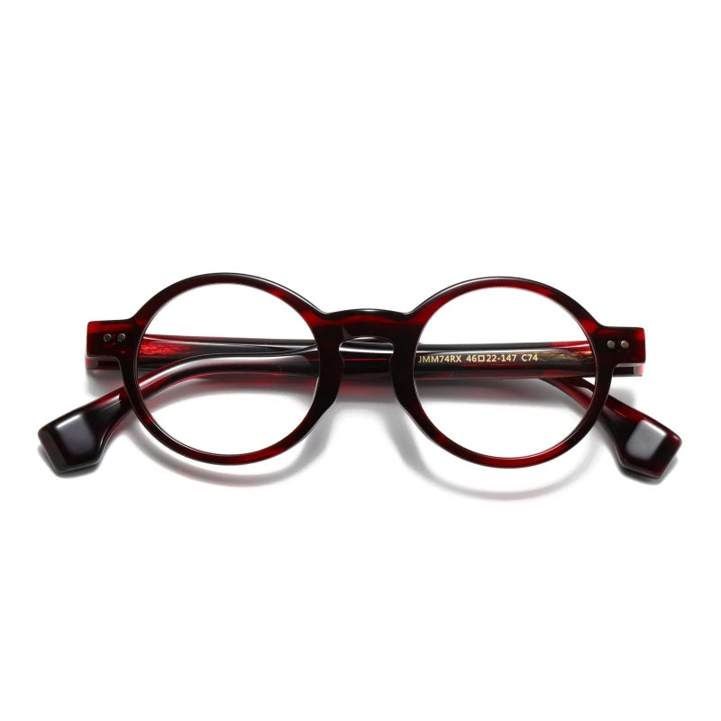 Stylish Black Unisex Acetate Round Eyeglasses Frame 51474 | Full Rim Glasses for Men & Women | Perfect for Reading, Work & Fashion Accessories