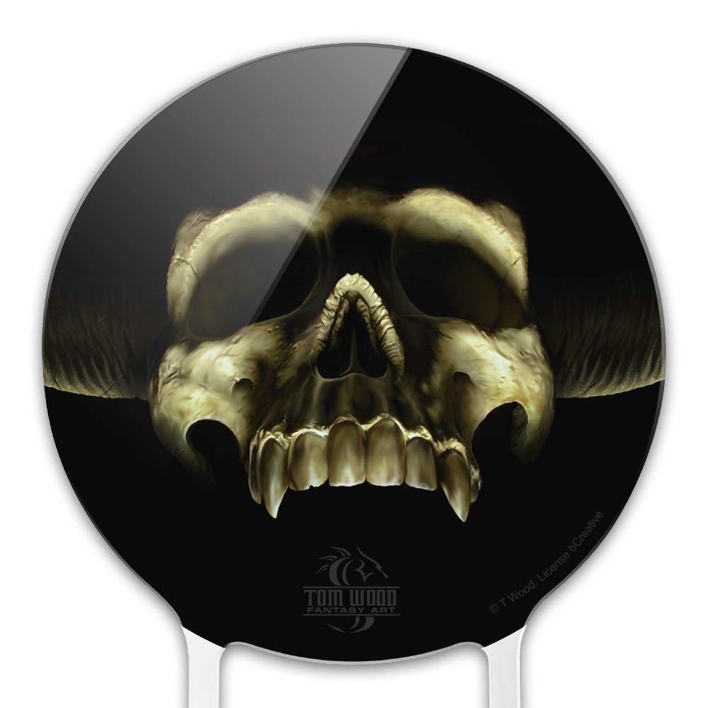 Acrylic Shadow Skull Monster Horns Cake Topper - Gothic Fantasy Party Decor for Weddings, Anniversaries, Birthdays & Graduations - Perfect for Halloween, Cosplay, and Themed Celebrations