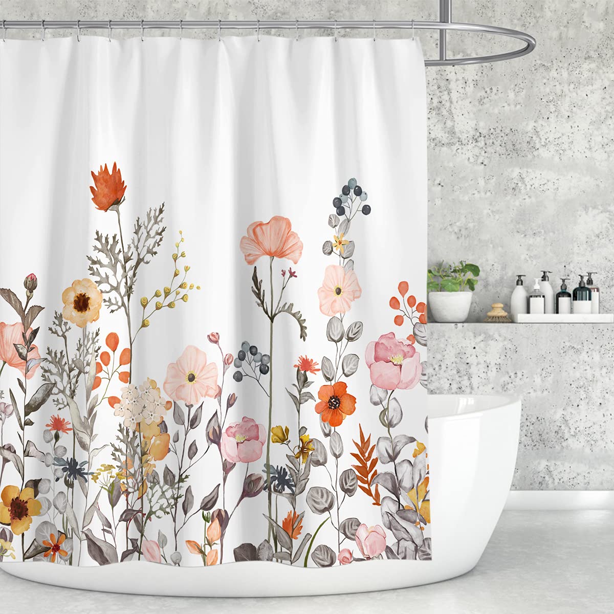 Botanical Floral Shower Curtain - Waterproof Polyester Bathroom Decor with 12 Hooks (72x72 Inches) - Perfect for Bathroom & Bathtub - Adds Nature-Inspired Elegance to Your Home Spa Experience