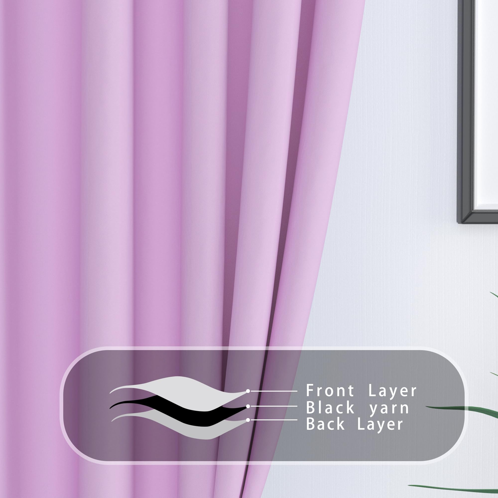 UPOPO 16 Inch Lilac Valance Curtains - Room Darkening Kitchen Window Treatment, Triple Weave Grommet Top Curtain Topper for Living Room, Bedroom & Bathroom - 1 Panel Purple Mini Valance (Perfect for Small Windows, Cozy Home Decor)