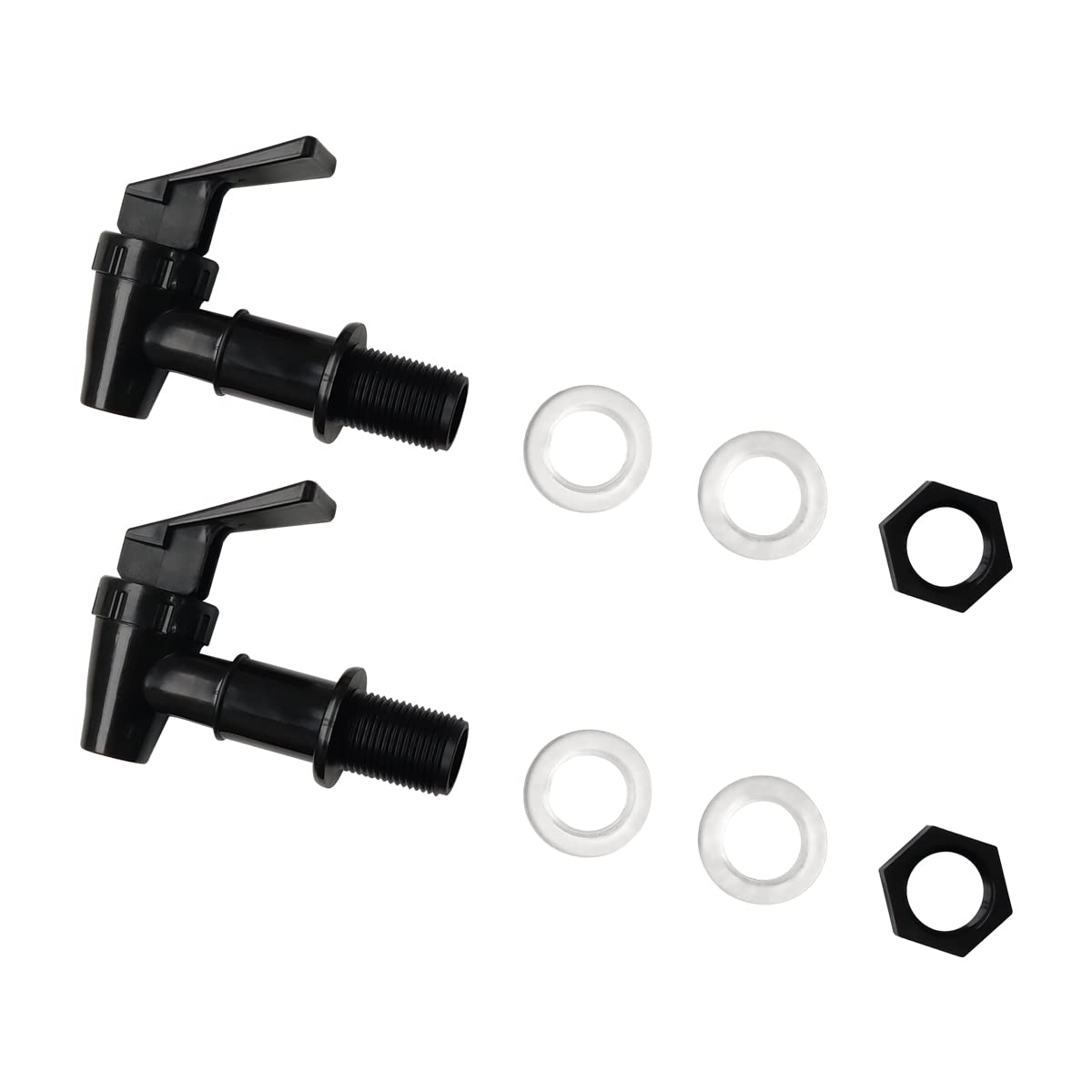 2 Pcs Replacement Cooler Faucet - BPA Free Plastic Water Spigot with Reusable Spout & Lever Dispenser for Beverage Crocks - Perfect for Outdoor Camping, Picnics & Home Water Dispensers (Black)