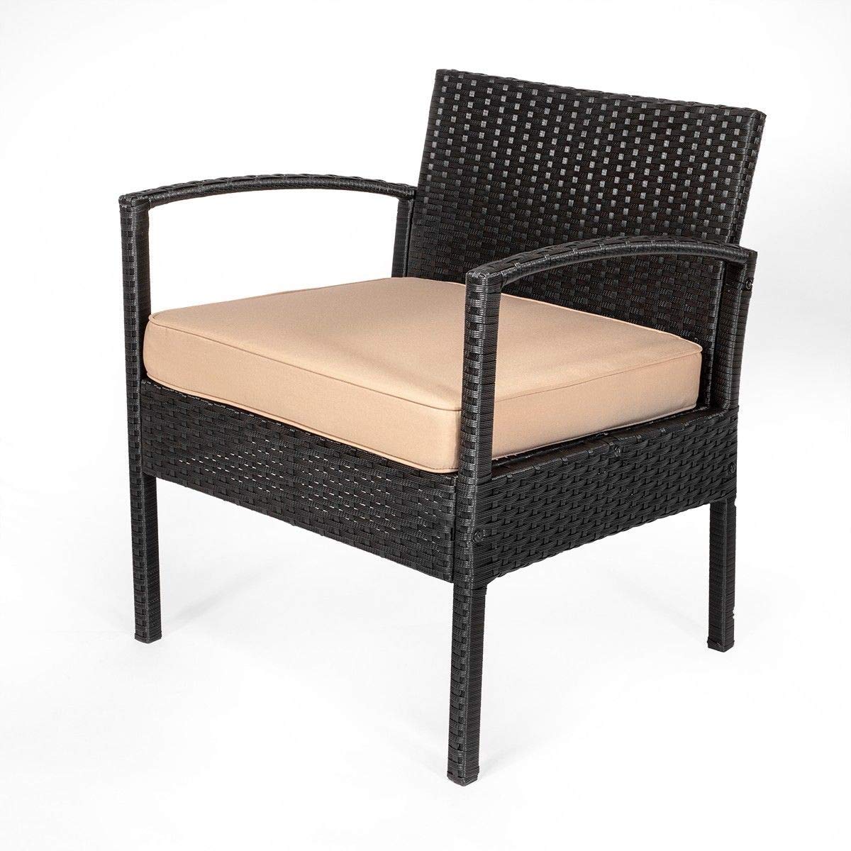 3-Piece Black Wicker Rattan Bistro Set with Glass Table - Modern Outdoor Patio Furniture for Conversation & Dining - Perfect for Garden, Balcony, and Backyard Relaxation