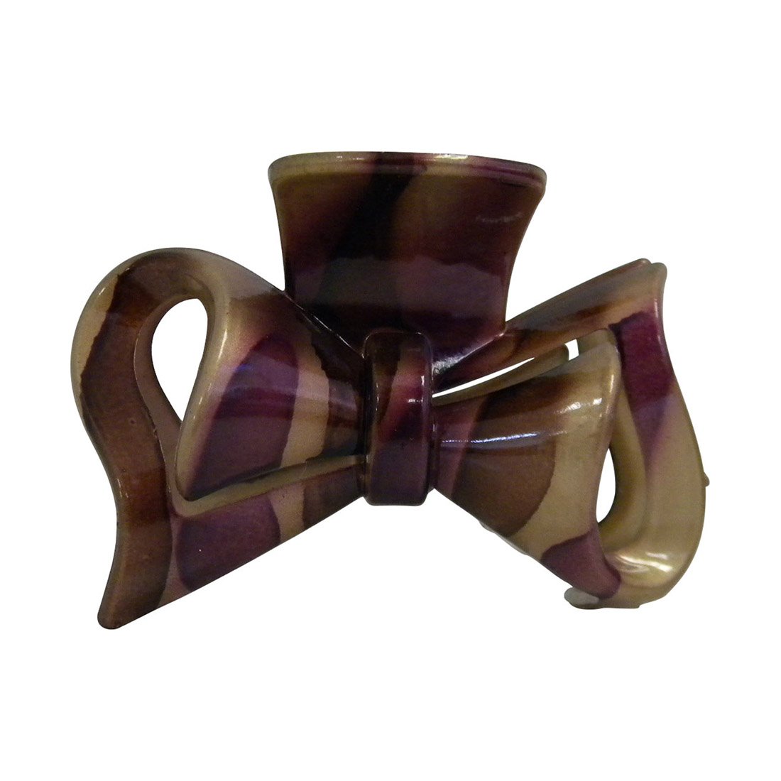 Women's 3.5 Inch Bow Jaw Clip Hair Claw - Purple Painted Stripes for Ponytails, Updos & Everyday Hairstyles