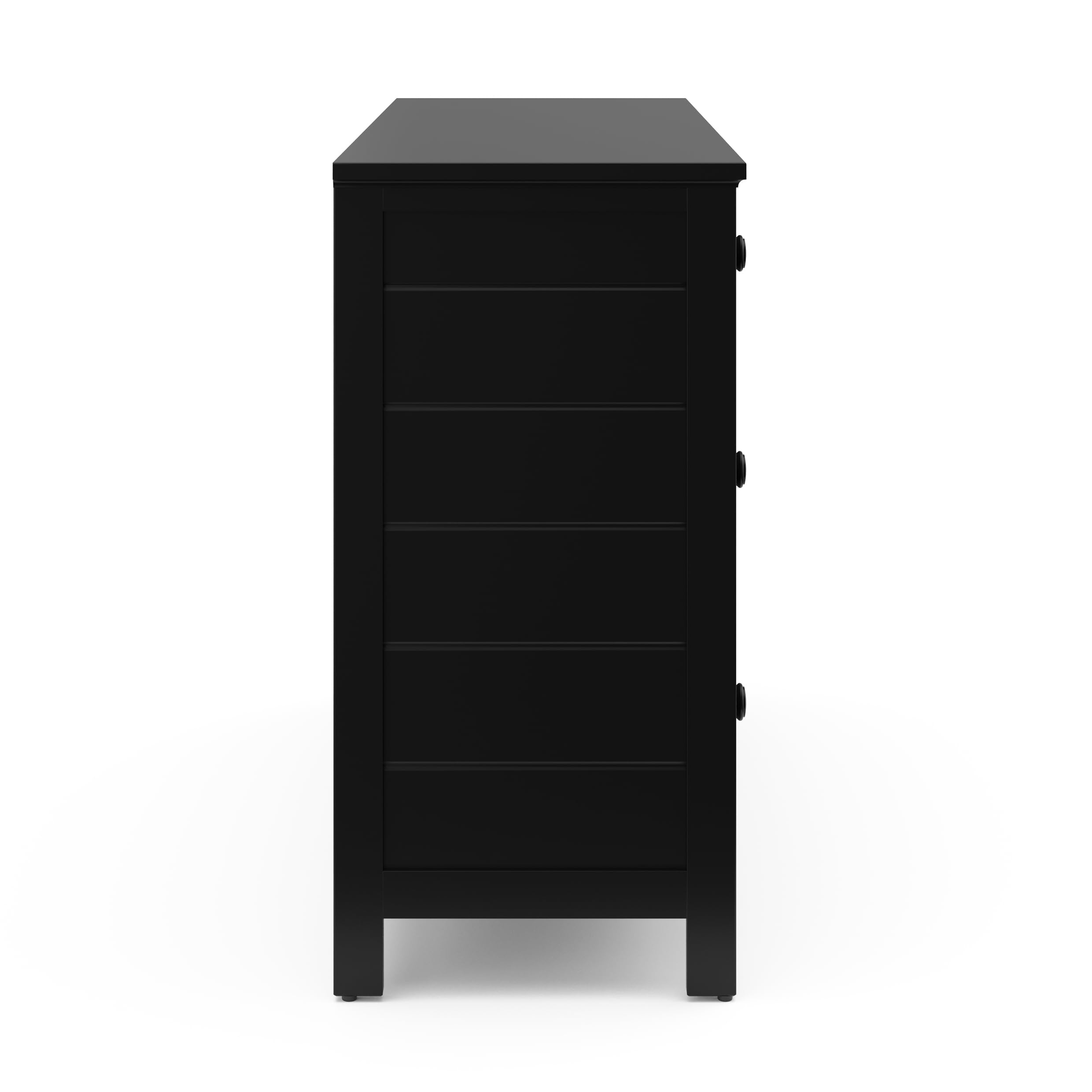 Storkcraft Moss 6-Drawer Double Dresser in Black - GREENGUARD Gold Certified Wooden Dresser for Nursery & Kids Room, 6-Drawer Storage Organizer, Chest of Drawers for Baby Clothes & Toys Organization
