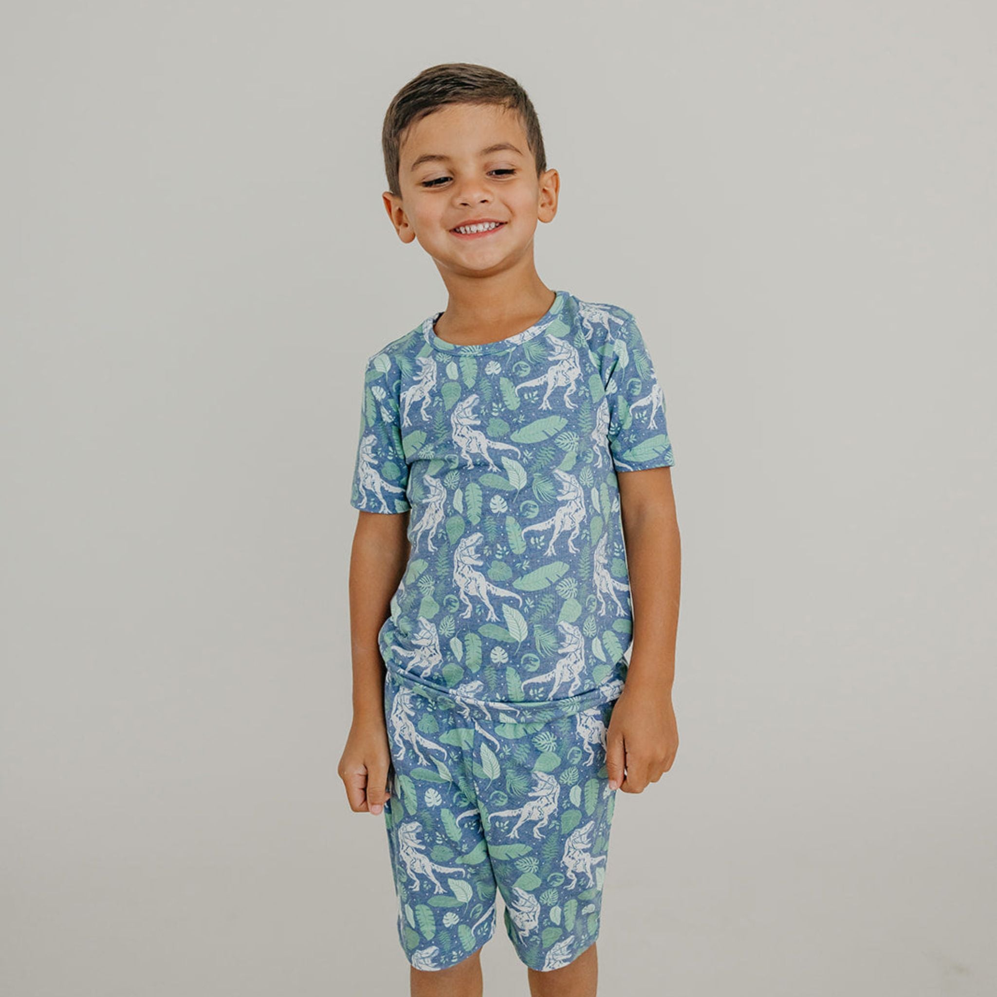 2-Piece Short Sleeve Pajama Set - Jurassic Park Dinosaur Print Sleepwear for Women & Men - Cozy Lounge Wear for Movie Nights & Sleepovers