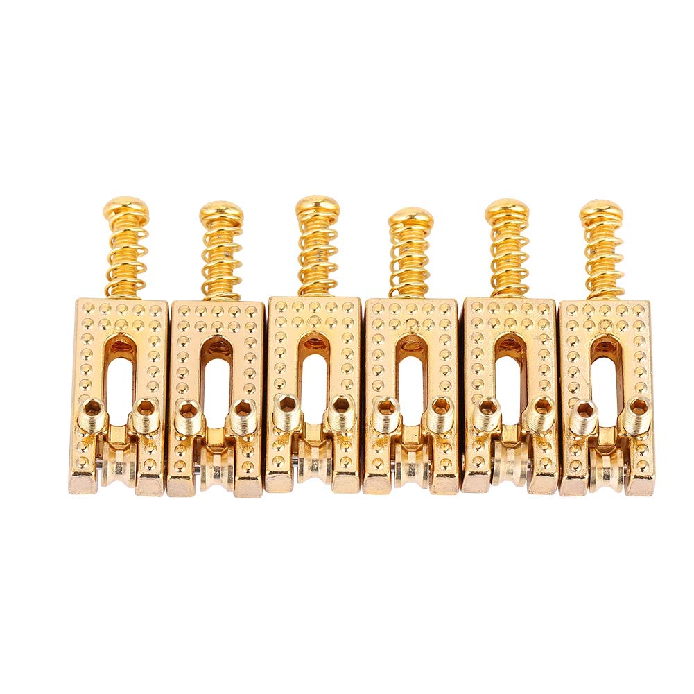 Electric Guitar Saddle - 6 Roller Bridge Saddles for Enhanced Tuning Stability & Sustain (Gold) - Perfect for Rock, Blues & Metal Performances