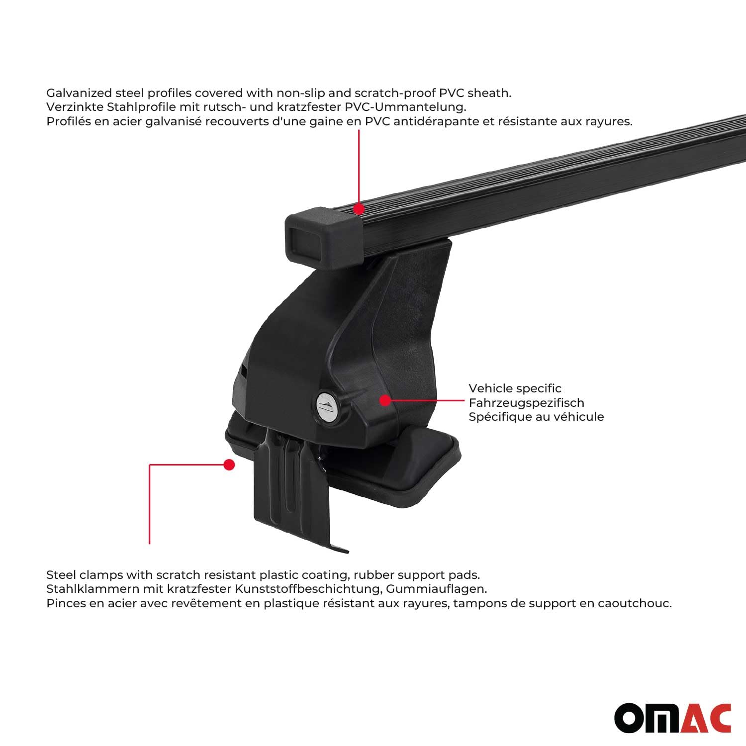 OMAC Universal Black Roof Rack Cross Bars (2-Pack) - Anti-Theft Car Top Carrier for Hyundai Sonata 2015-2019 | Perfect for Kayak, Canoe, Surfboard, Ski, Snowboard & Camping Gear | Weatherproof Cargo Solution for Road Trips & Outdoor Adventures