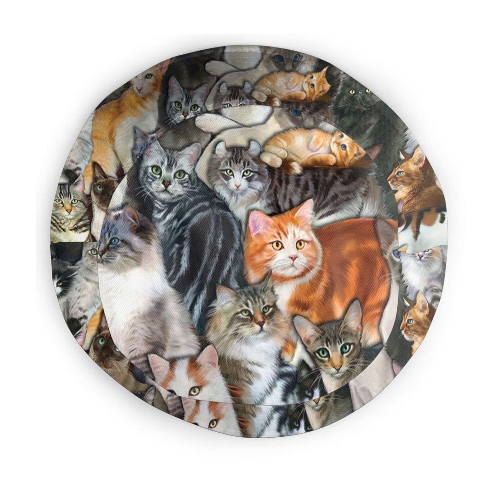 Stylish Cute Cat Printed Bucket Hat - Unisex Sun Hat for Cat Lovers - Perfect for Outdoor Activities, Beach, Music Festivals & Summer Fashion