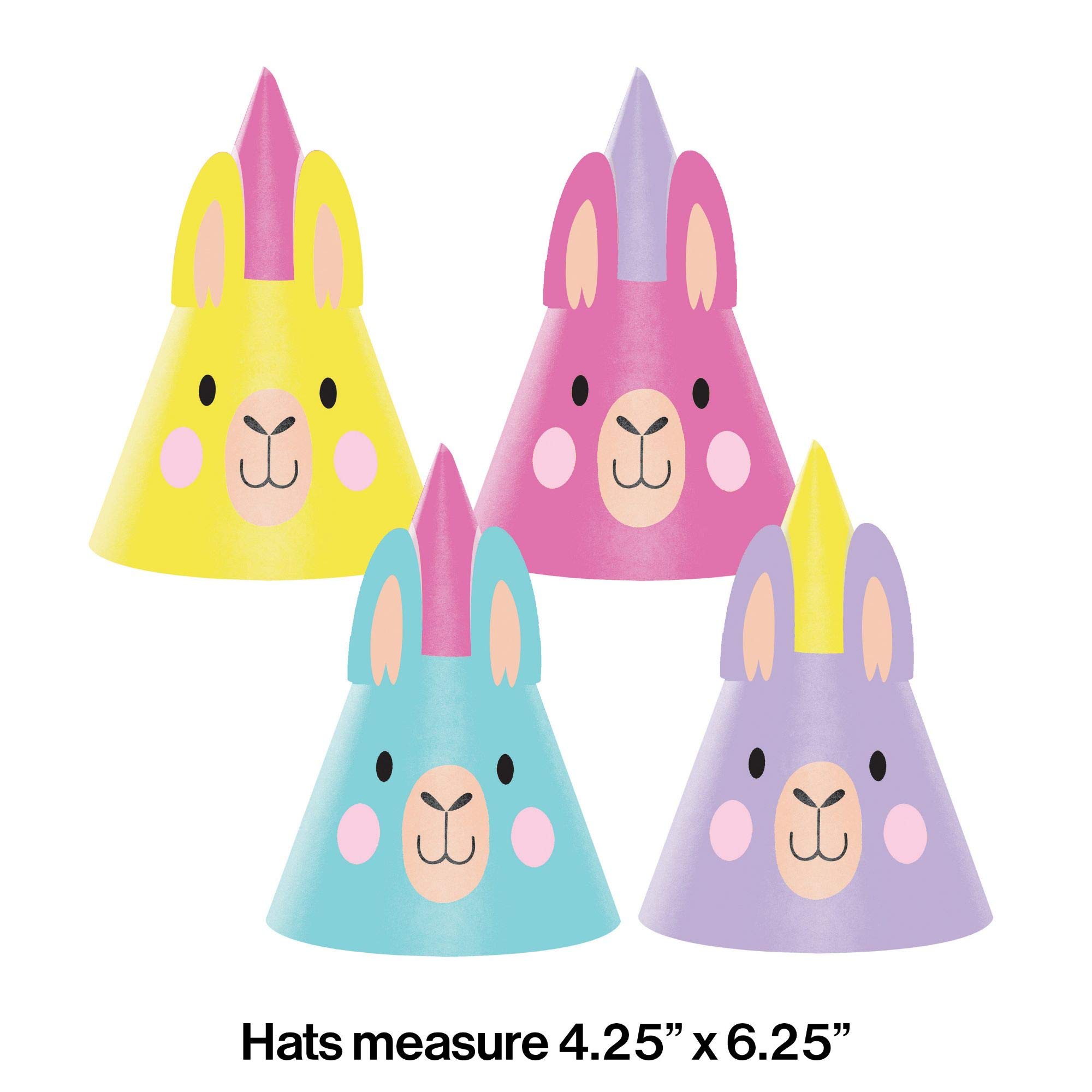 48 Pack Yellow & Purple Llama Party Hats - 6.25 Inch Fiesta Hats for Birthday Parties, Baby Showers & Themed Events