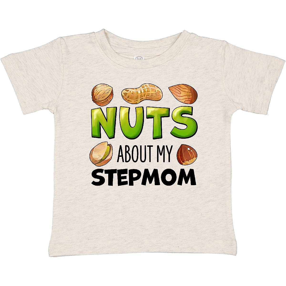 Best Nuts About My Stepmom Graphic Baby T-Shirt - Cute Peanut Almond Pistachio Print - Perfect for Family Reunions & Funny Gift Ideas