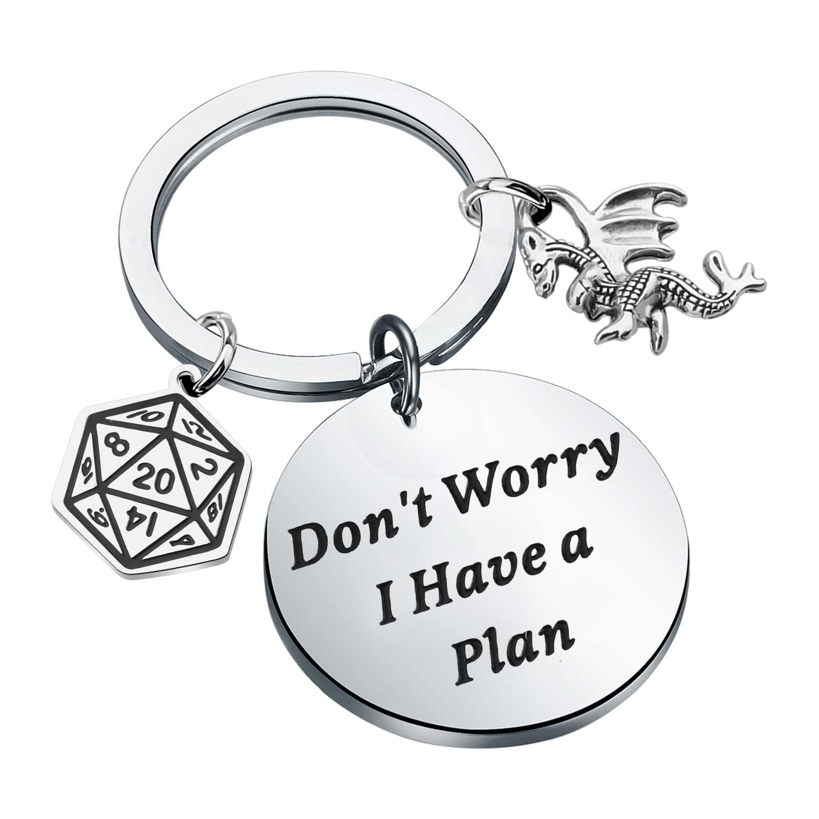 ENSIANTH DM Inspired D20 Dice Keychain - Dragon Themed Dungeon Master Gift for DND Gamers & D&D Fans - Perfect RPG Accessory for Tabletop Gaming & Fantasy Lovers