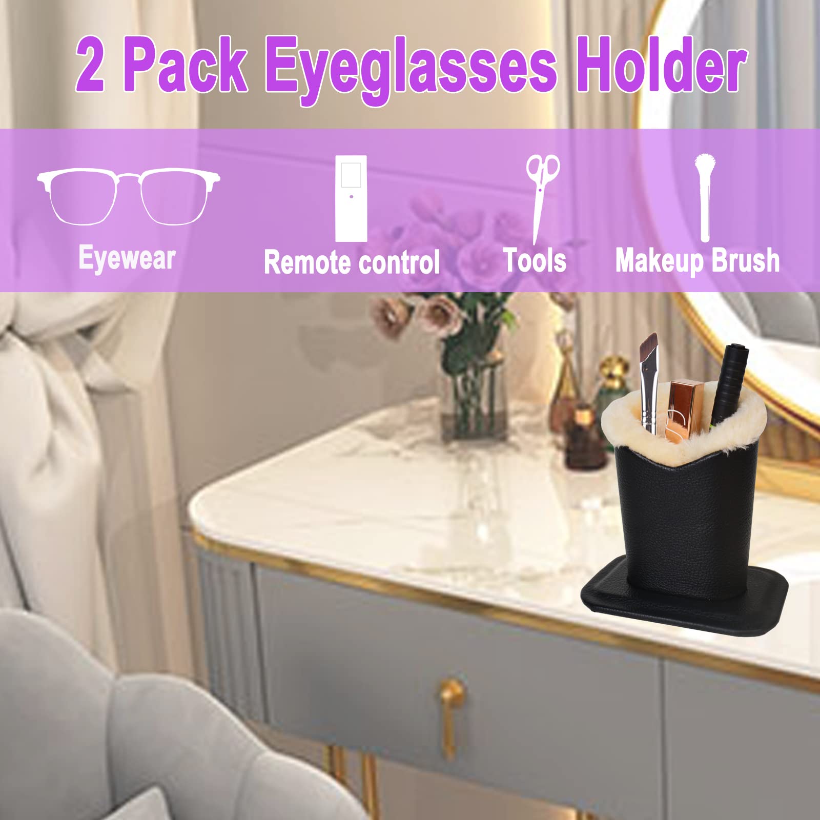 2 Pack Eyeglass Holder Stand - Desk & Nightstand Organizer for Eyewear