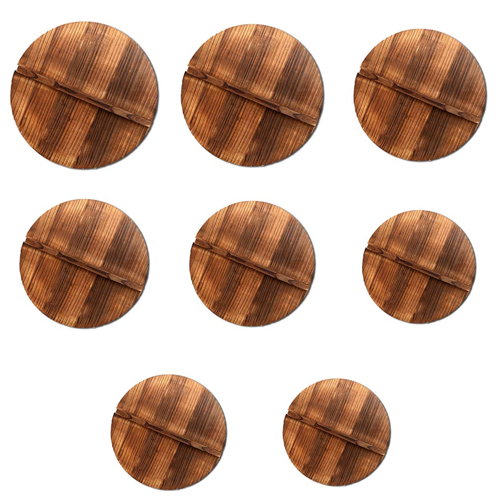 Handmade Fir Wooden Pot Lid Cover - Anti-Scalding Wok Lid with Iron Frame - Durable Wooden Pan Cover for Cooking, Stir Fry & Kitchen Safety - Perfect for Stovetop, Oven & Outdoor Cooking