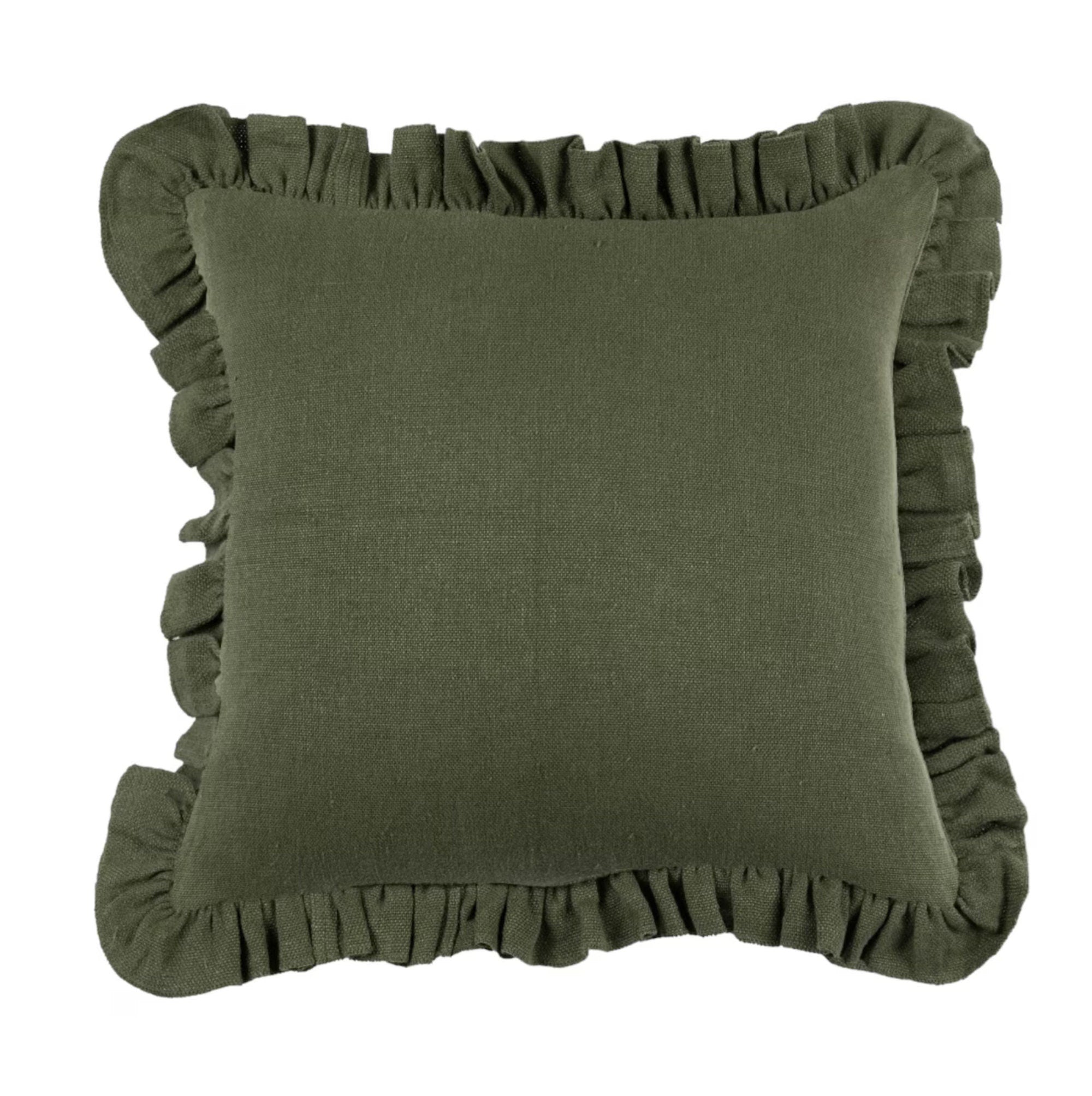READY TO SHIP Designer Anika Solid Linen Pillow Cover in Olive Green - Perfect for Sofa, Bed & Home Decor