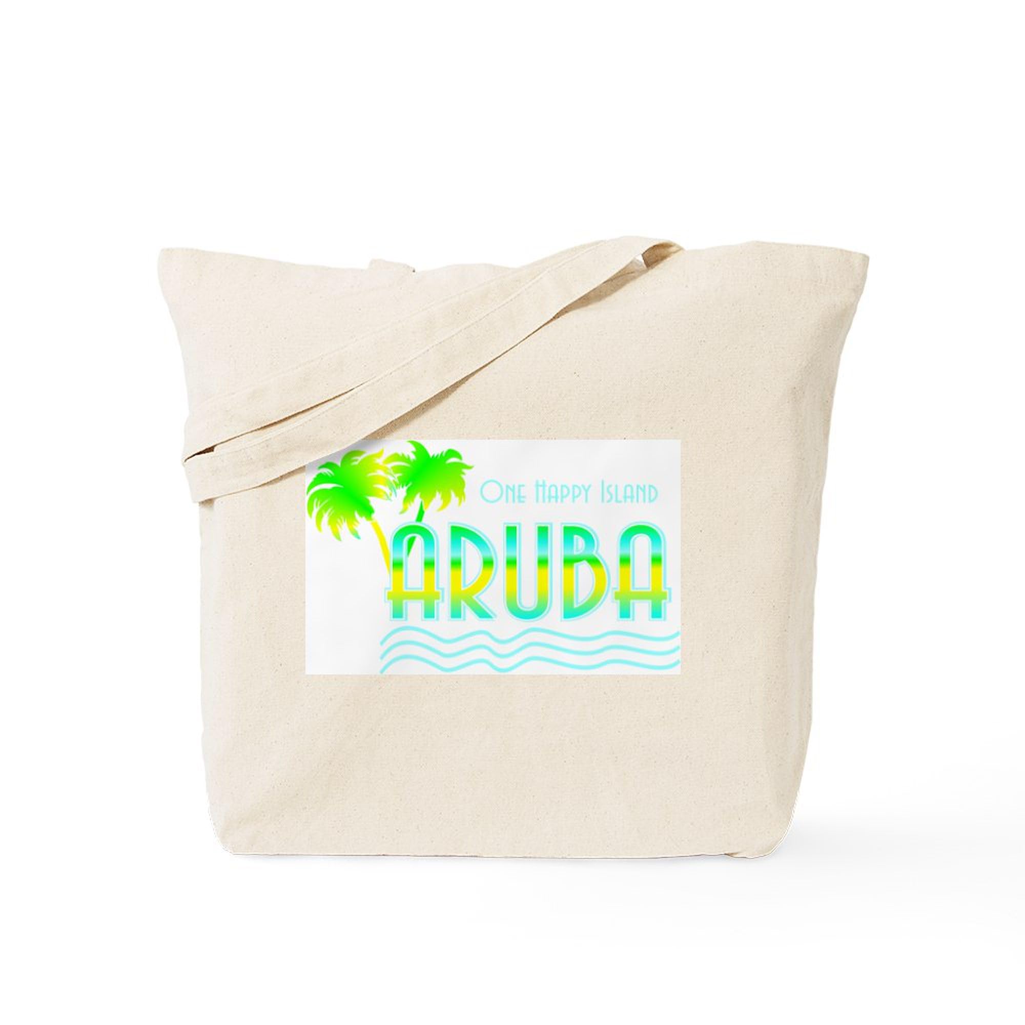 Aruba Palm Trees Canvas Tote Bag - Eco-Friendly Reusable Shopping Bag for Beach, Grocery & Travel | Natural Cotton Carryall