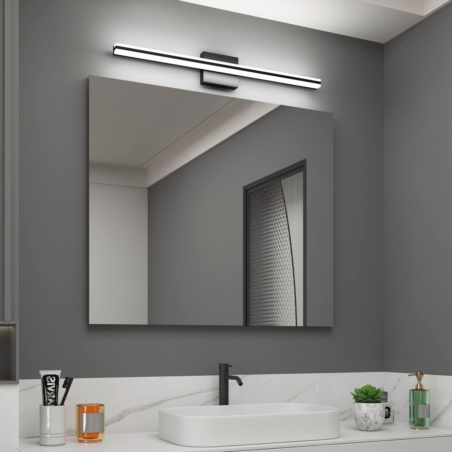 Dimmable LED Bathroom Vanity Lights - Matt Black Mirror Lights for Home Decor