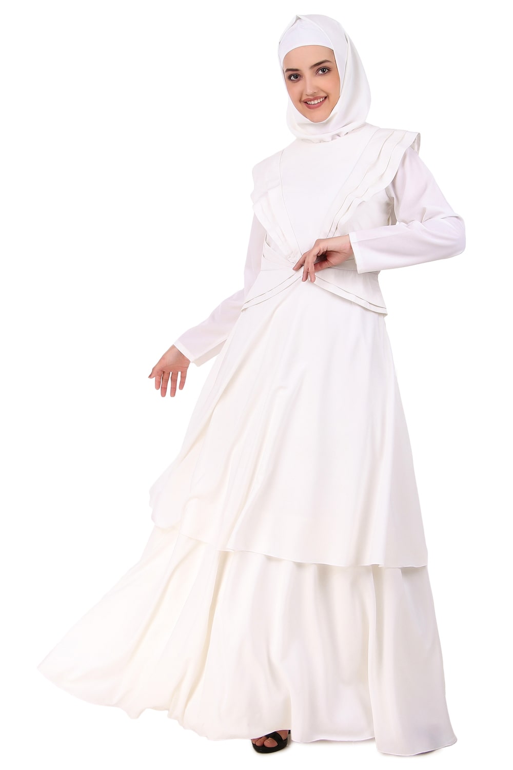 Elegant Designer Royal Look White Abaya for Women - Modest Islamic Dress for Prayer, Wedding & Special Occasions