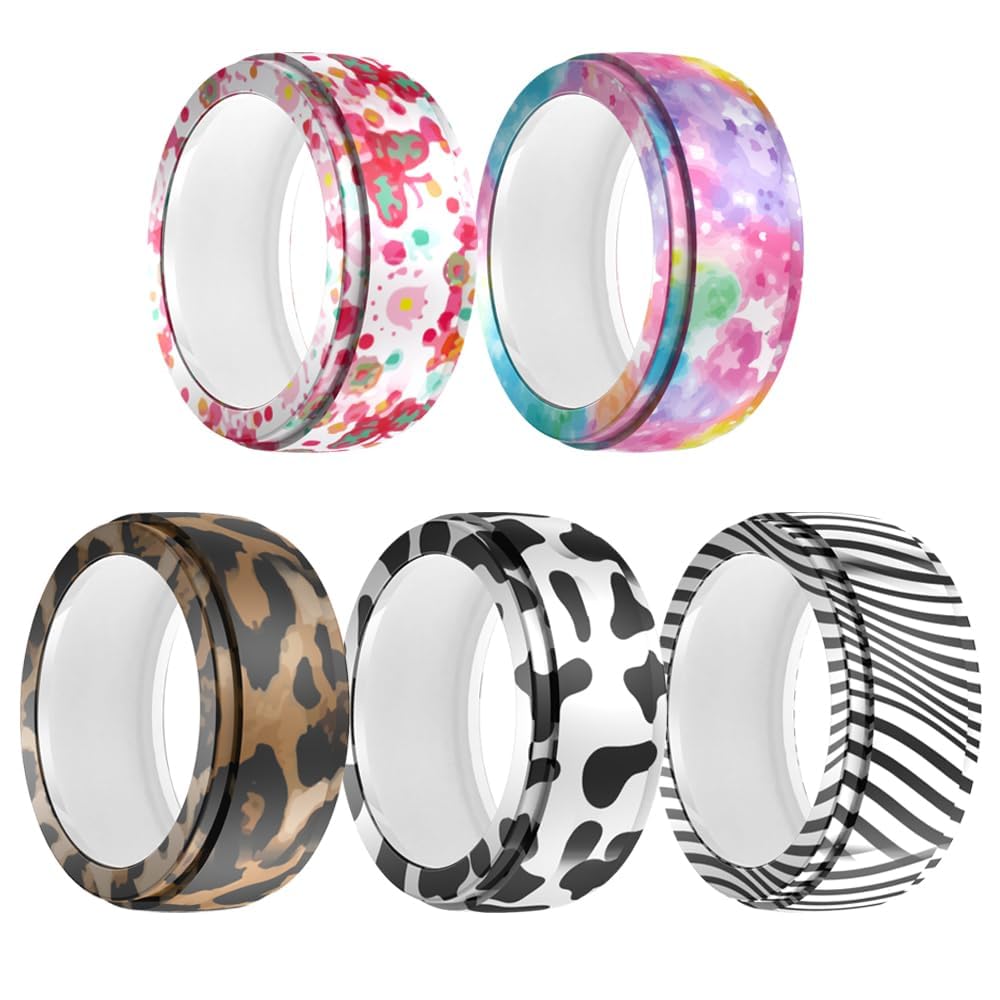 Silicone Ring Cover for Samsung Galaxy Ring & Oura Ring Gen 3/4 - Elastic Protective Case for Workouts, Sports & Daily Wear - Compatible with Sizes 6-10 (FlowersA Design) - Perfect Fitness Accessory for Men & Women