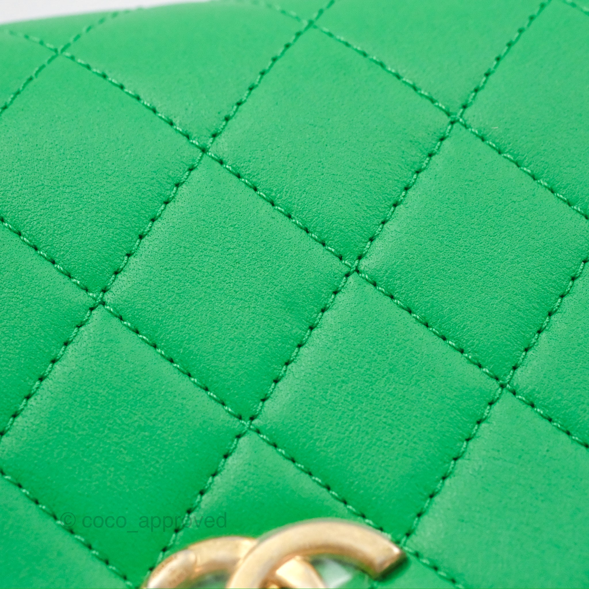 Chanel CC Quilted Flap Bag With Top Handle - Green Calfskin Leather Crossbody Bag with Gold Hardware | Luxury Designer Handbag for Women, Perfect for Date Night & Special Occasions