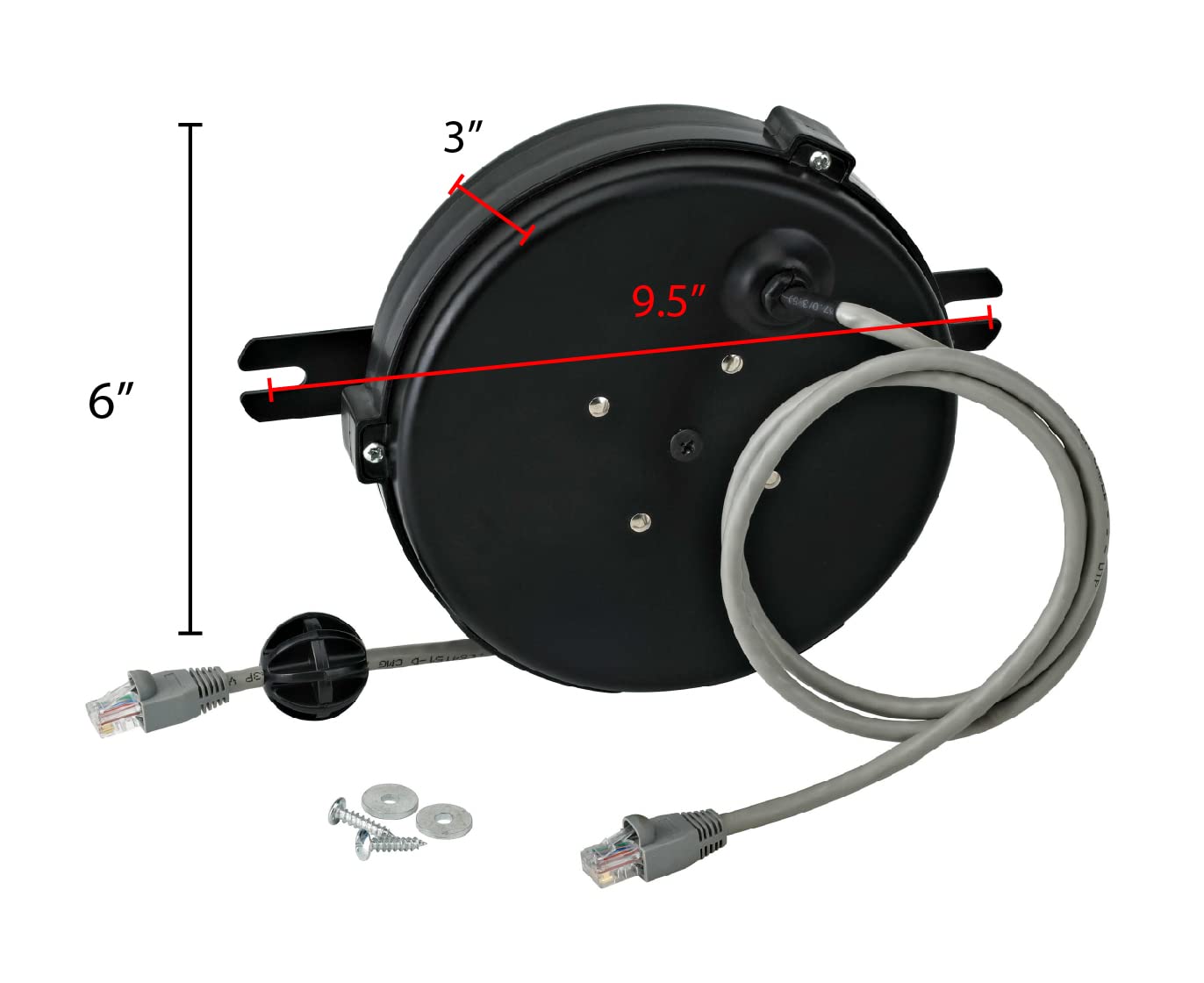 Professional Retractable CAT6 Ethernet Cable Reel - 20ft UL/CSA Certified, Black, Indoor/Industrial Use, Manual Wall & Ceiling Mount - Perfect for Office Networking, Home Theater Setup & Workshop Connectivity
