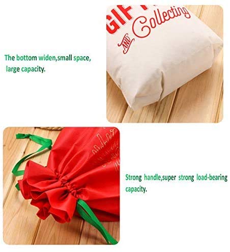 10PCS Christmas Drawstring Gift Bags - Festive Santa Fabric Pouches for Candy, Treats & Holiday Party Favors | Perfect for Christmas Wrapping, Stocking Stuffers & Secret Santa Gifts
