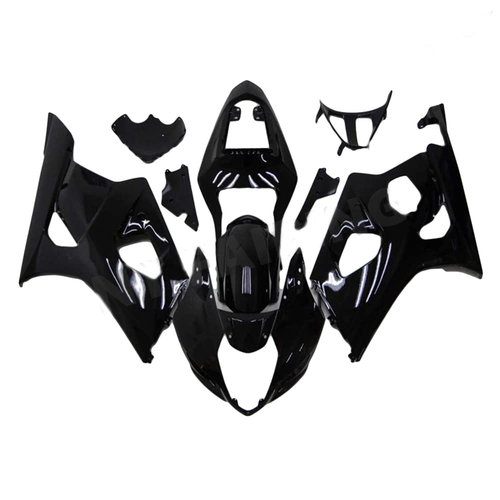 Aftermarket Glossy Black Plastic Bodywork Fairing Kit for Suzuki GSXR 1000 2003-2004 | ABS Injection Molded | Perfect Fit Replacement for GSXR-1000 03-04 Models | Ideal for Motorcycle Restoration & Racing Upgrades