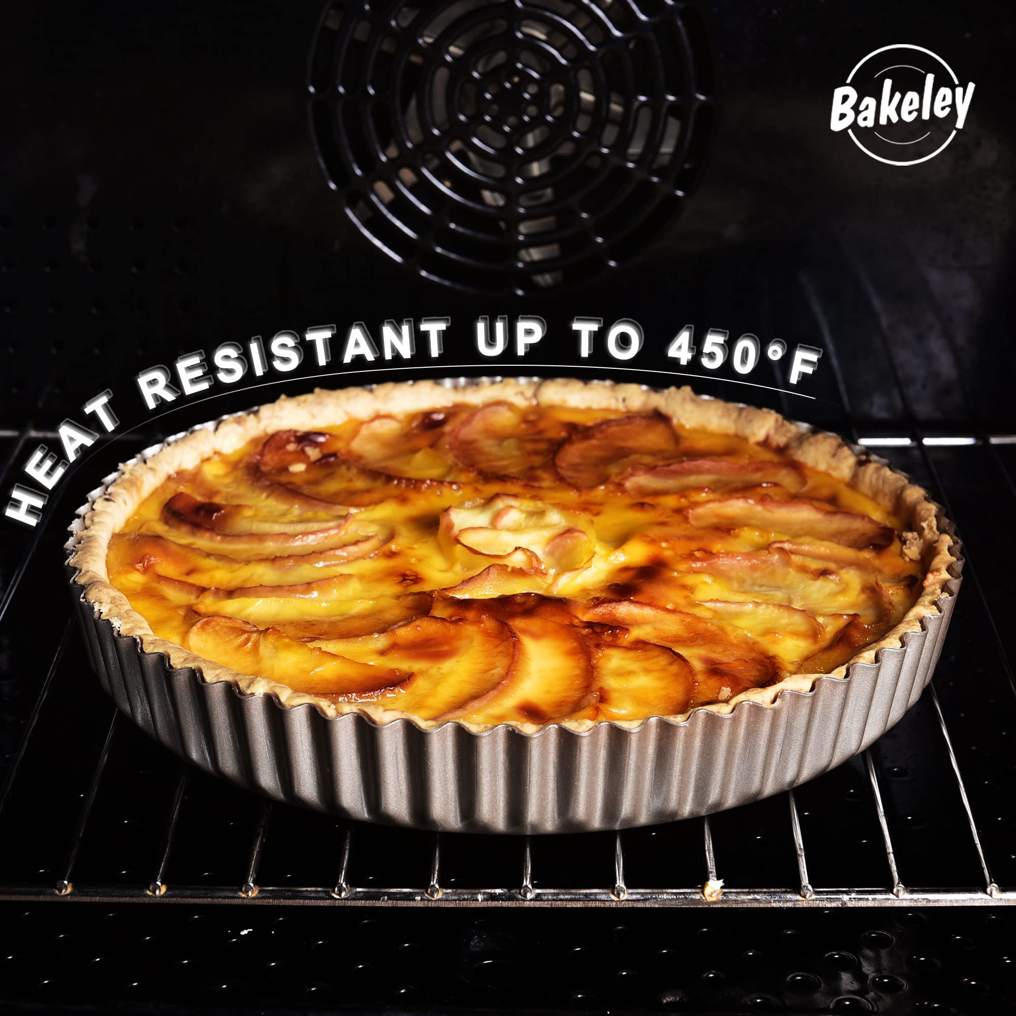10-Inch Round Tart Pan with Removable Bottom - Nonstick Carbon Steel Quiche Pan for Baking Pies, Tarts & Quiches - Oven Safe & Easy Release - Perfect for Home Bakers & Professional Chefs (Champagne Gold)
