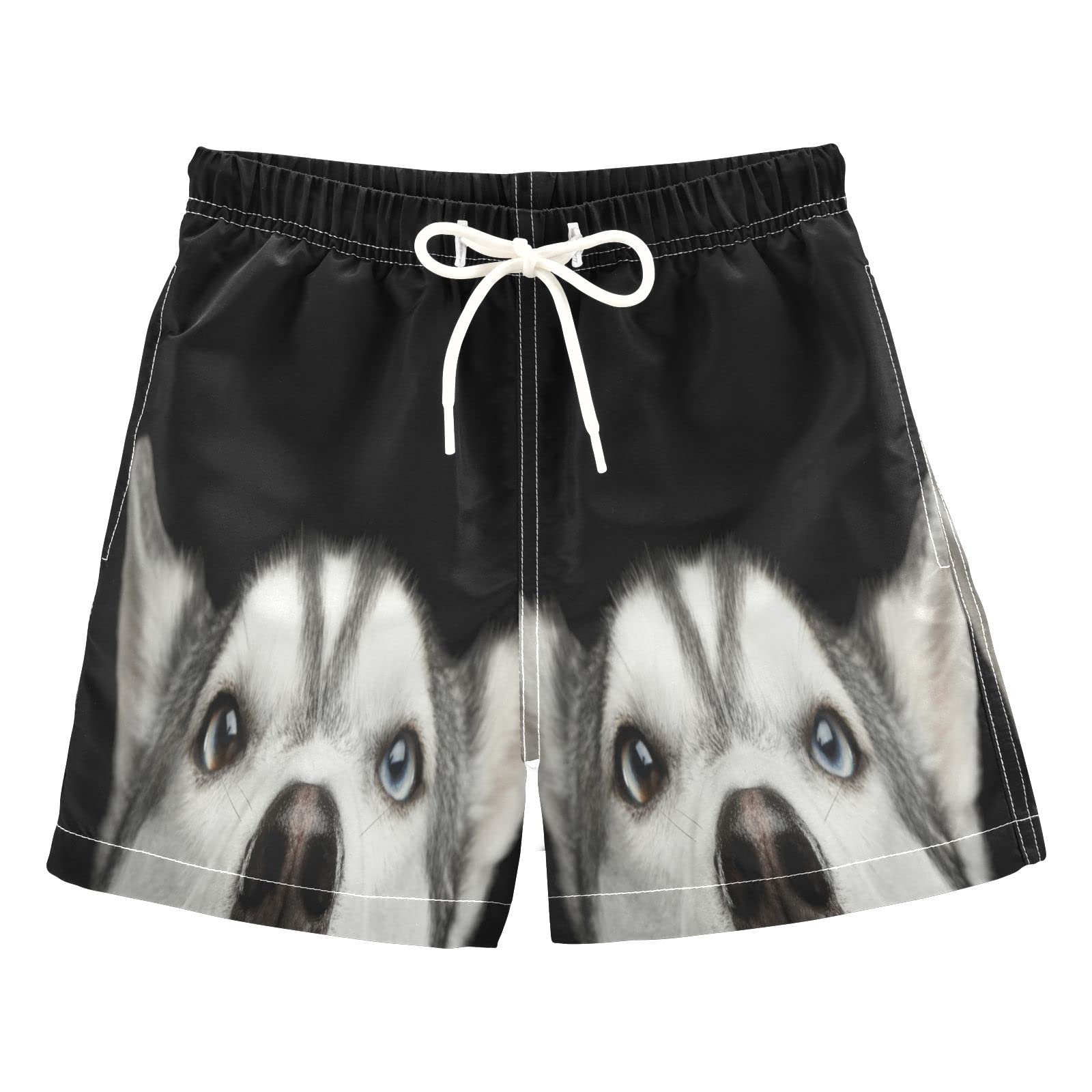 Siberian Husky Dog Swim Trunks for Boys - Toddler Beach Board Shorts & Kids Swimsuit 2T - Perfect for Pool, Beach and Summer Water Activities