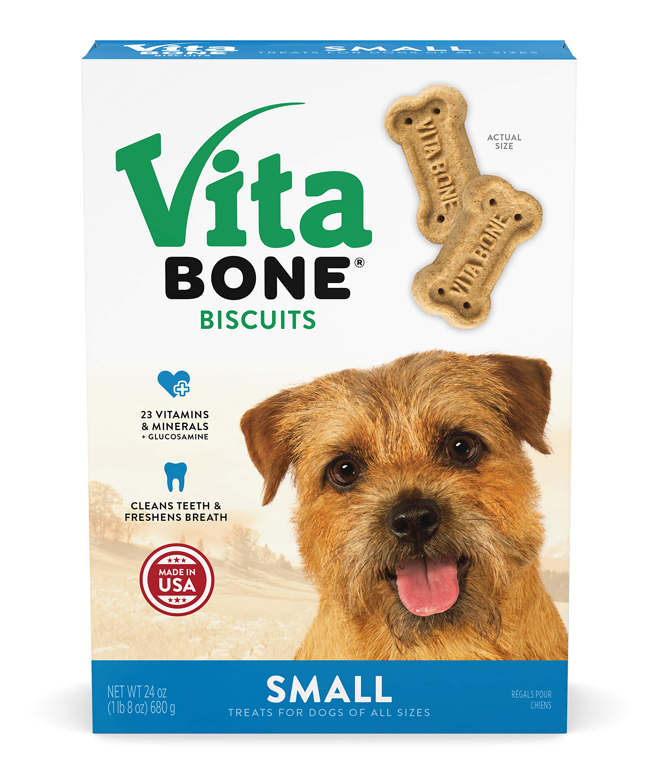 Healthy Small Dog Biscuit Treats - 24 Ounce Box - All-Natural Crunchy Snacks for Training & Rewards - Perfect for Small Breeds Like Chihuahuas, Yorkies & Pomeranians