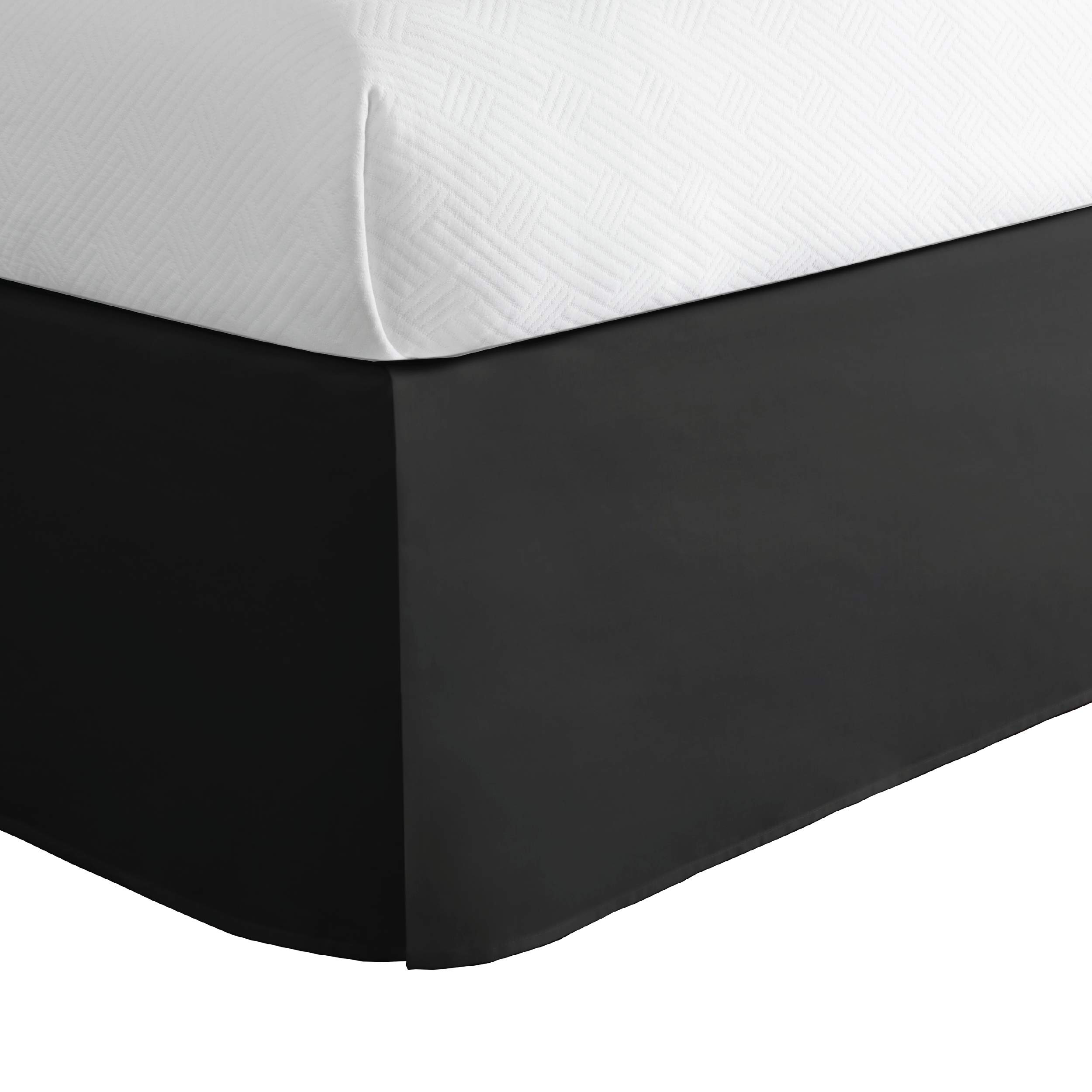 TODAY'S HOME Classic Tailored Bed Skirt Dust Ruffle - Premium Microfiber Fabric, 14 Inch Drop Length, Queen Size, Black - Perfect for Bedroom Decor & Mattress Protection