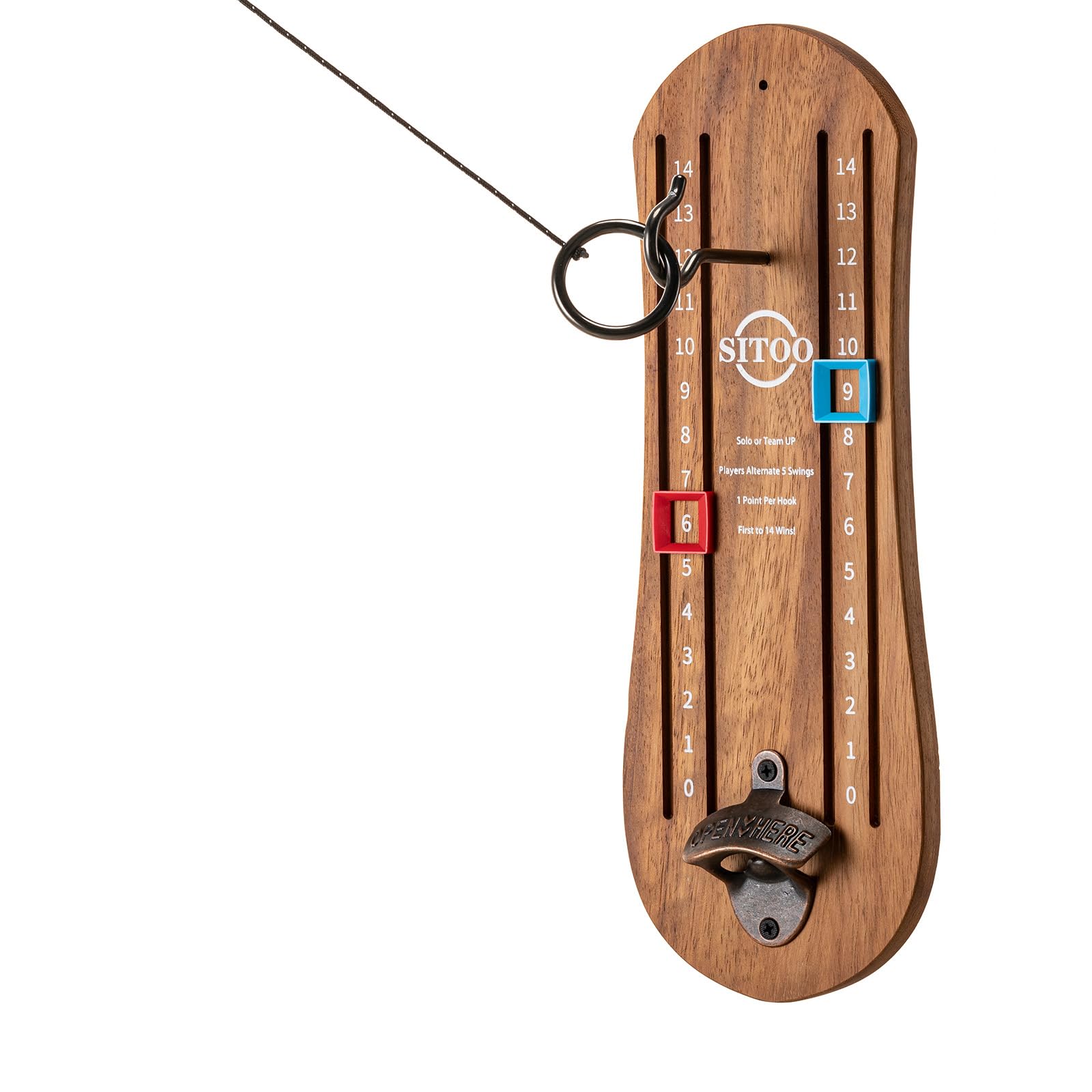 Ring Toss Game for Adults - Hook and Ring Drinking Game Set with 2 Metal Rings & Bottle Opener - Fun Indoor Outdoor Party Games for Backyard, Beach, Camping - Perfect Gift for Men & Women