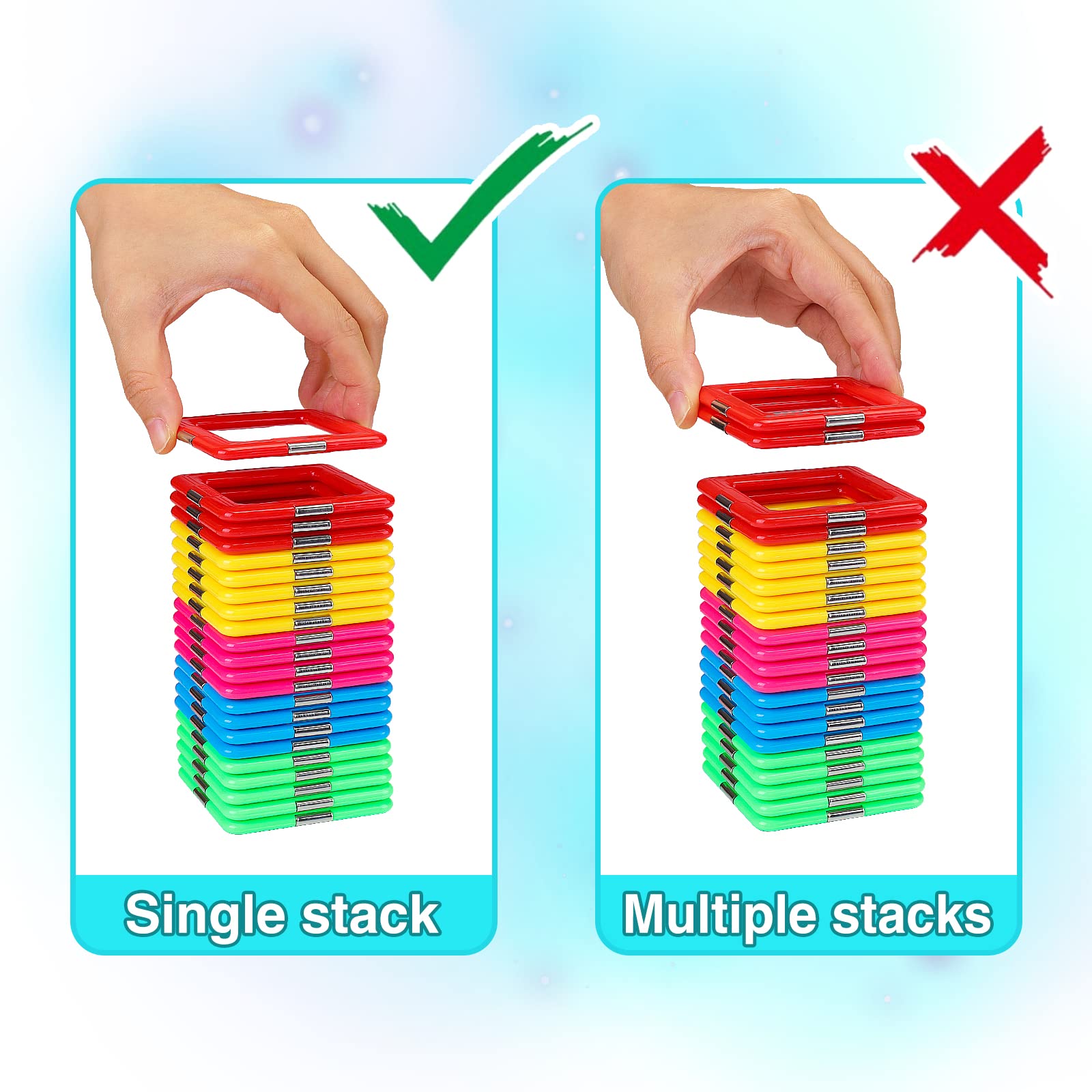 Idoot Magnetic Tiles Blocks - STEM Educational Building Toys for Kids Ages 3+, Creative Construction Play Set for Boys & Girls - Perfect for Preschool Learning, Birthday & Christmas Gifts - Includes Storage Bags - Great for Classroom, Home Play & Developmental Activities