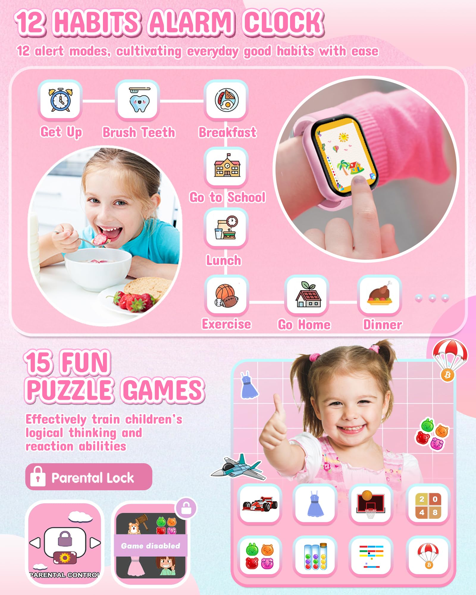 Waterproof Smart Watch for Girls Age 3-9 with Dual Camera - Best Birthday & Christmas Gift Idea for Kids | Perfect for Outdoor Play, School Activities & Stocking Stuffers