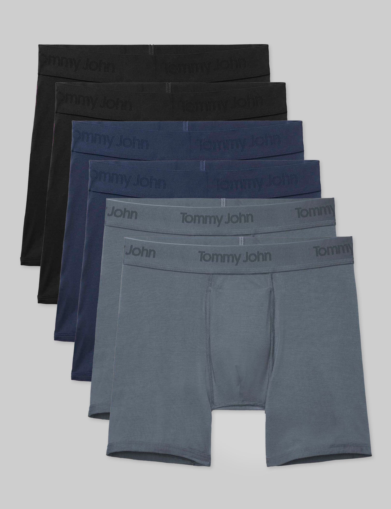Second Skin Mid-Length Boxer Briefs (6-Pack) - Ultra Soft, Breathable Men's Underwear for All-Day Comfort - Perfect for Workout, Running & Daily Wear