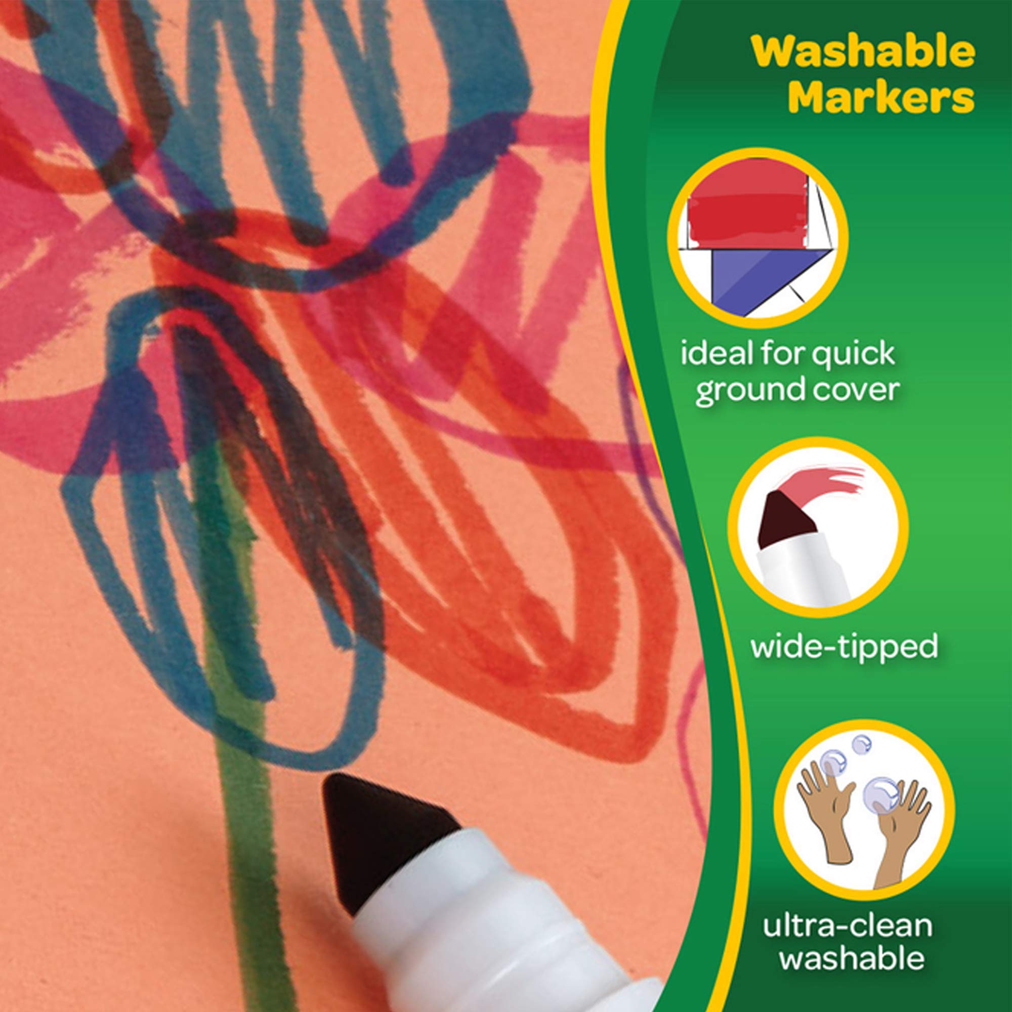 Crayola 10-Count Washable Ultra-Clean Broad Line Markers - Vibrant Colors for Kids Art Projects, School Supplies & Classroom Activities