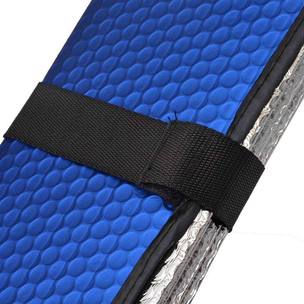 BDK 6-Piece Premium Car Accessory Set - Heavy Duty All-Weather Floor Mats, Windshield Sunshade & Sport Steering Wheel Cover - Perfect Car Gift for Holidays & Special Occasions (Blue) - Ideal for Road Trips, Daily Commute & Vehicle Protection
